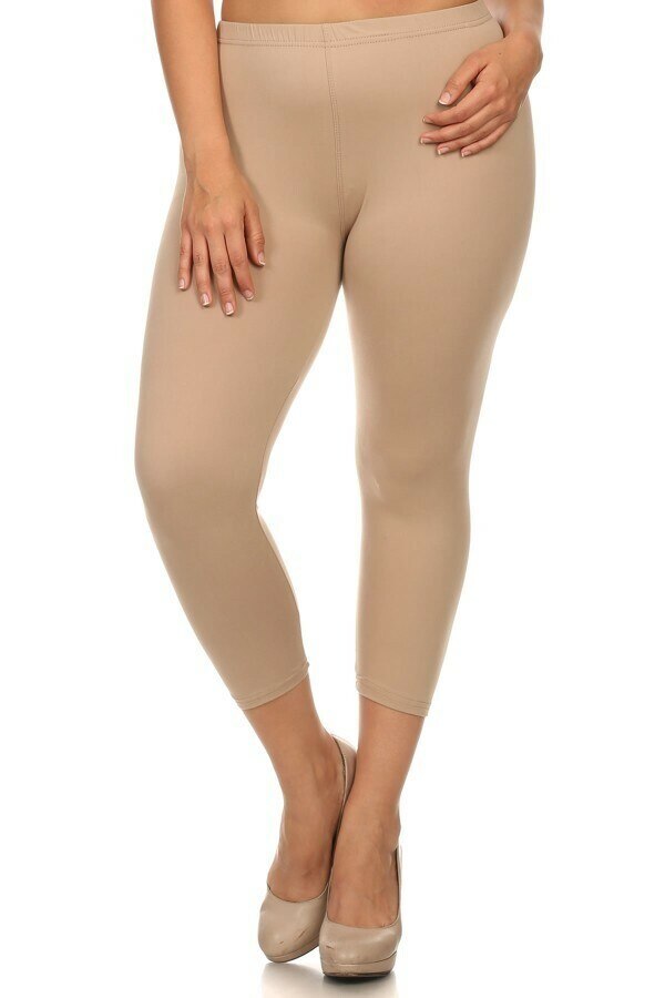 Wholesale Buttery Smooth Basic Solid Plus Size Capris - New Mix