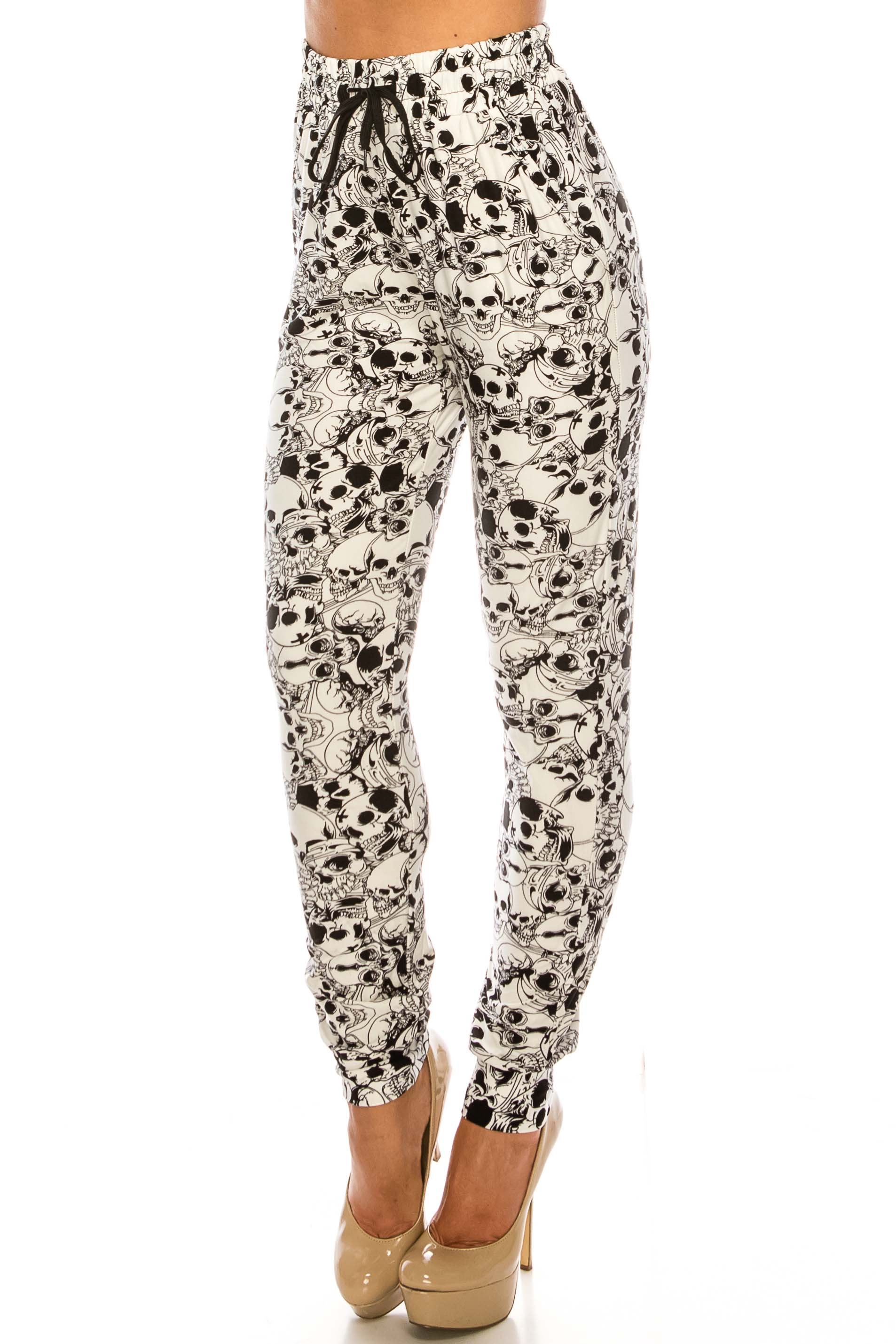 Wholesale Buttery Smooth White Layers of Skulls Joggers