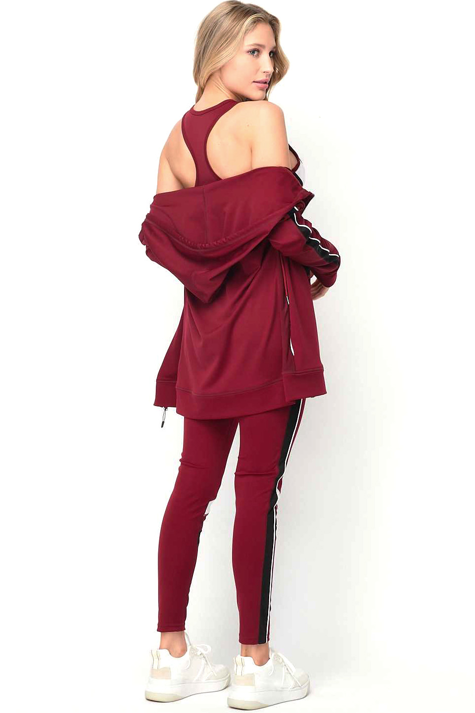 3 Piece Scrunch Butt Leggings Tank Top and Hooded Jacket Set