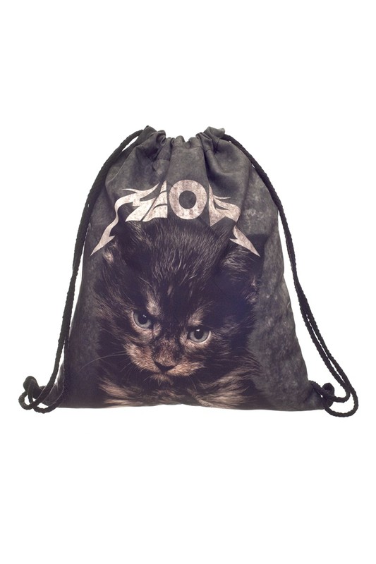Kitty Cat Meow Wholesale Graphic Print Drawstring Sack Backpack - 28 Styles