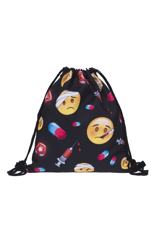 Emoji Hospital Wholesale Graphic Print Drawstring Sack Backpack - 28 Styles