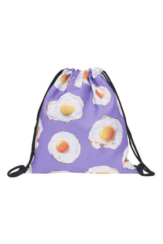 Fried Egg Wholesale Graphic Print Drawstring Sack Backpack - 28 Styles