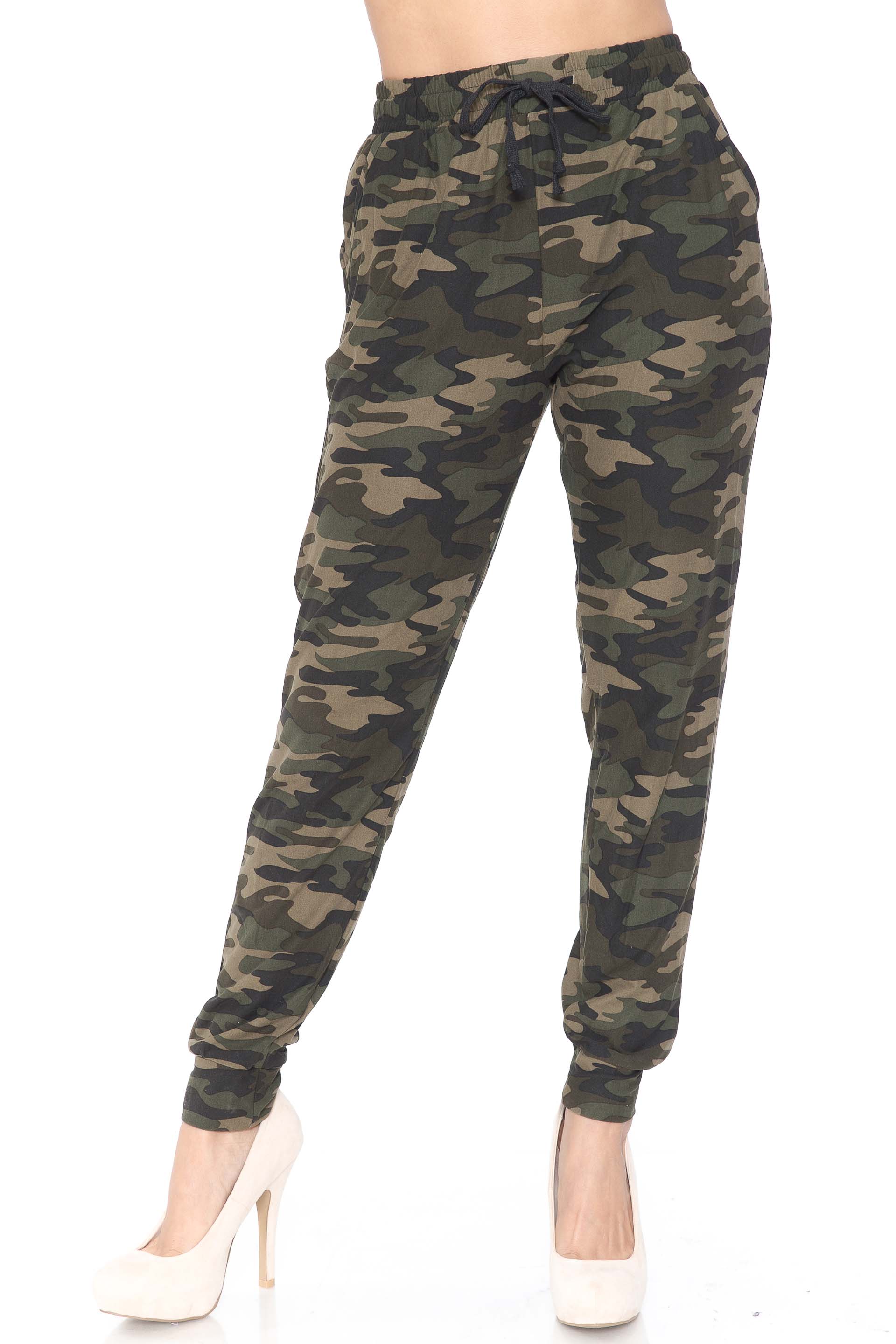 Wholesale Buttery Smooth Green Camouflage Joggers - New Mix