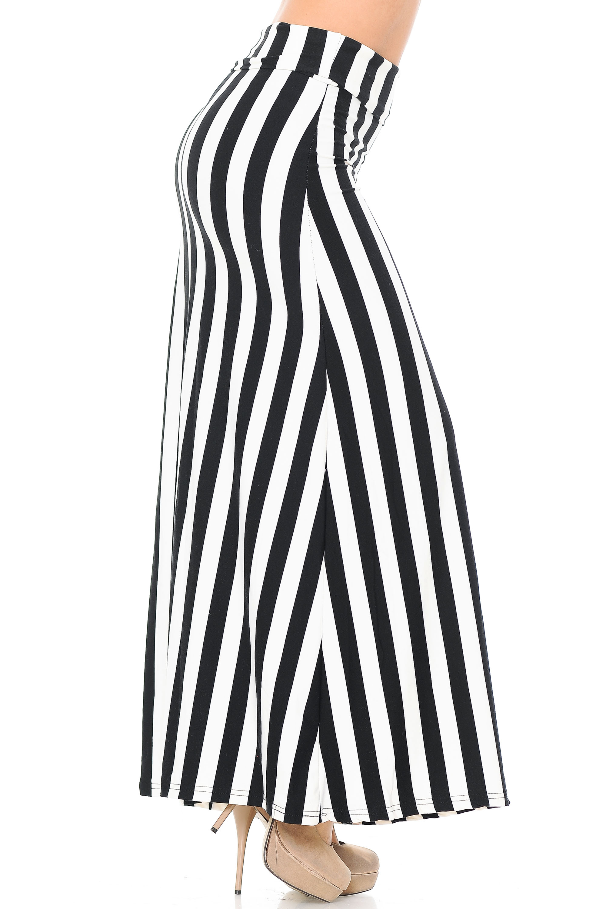 Wholesale Buttery Smooth Black and White Wide Stripe Plus Size Maxi Skirt