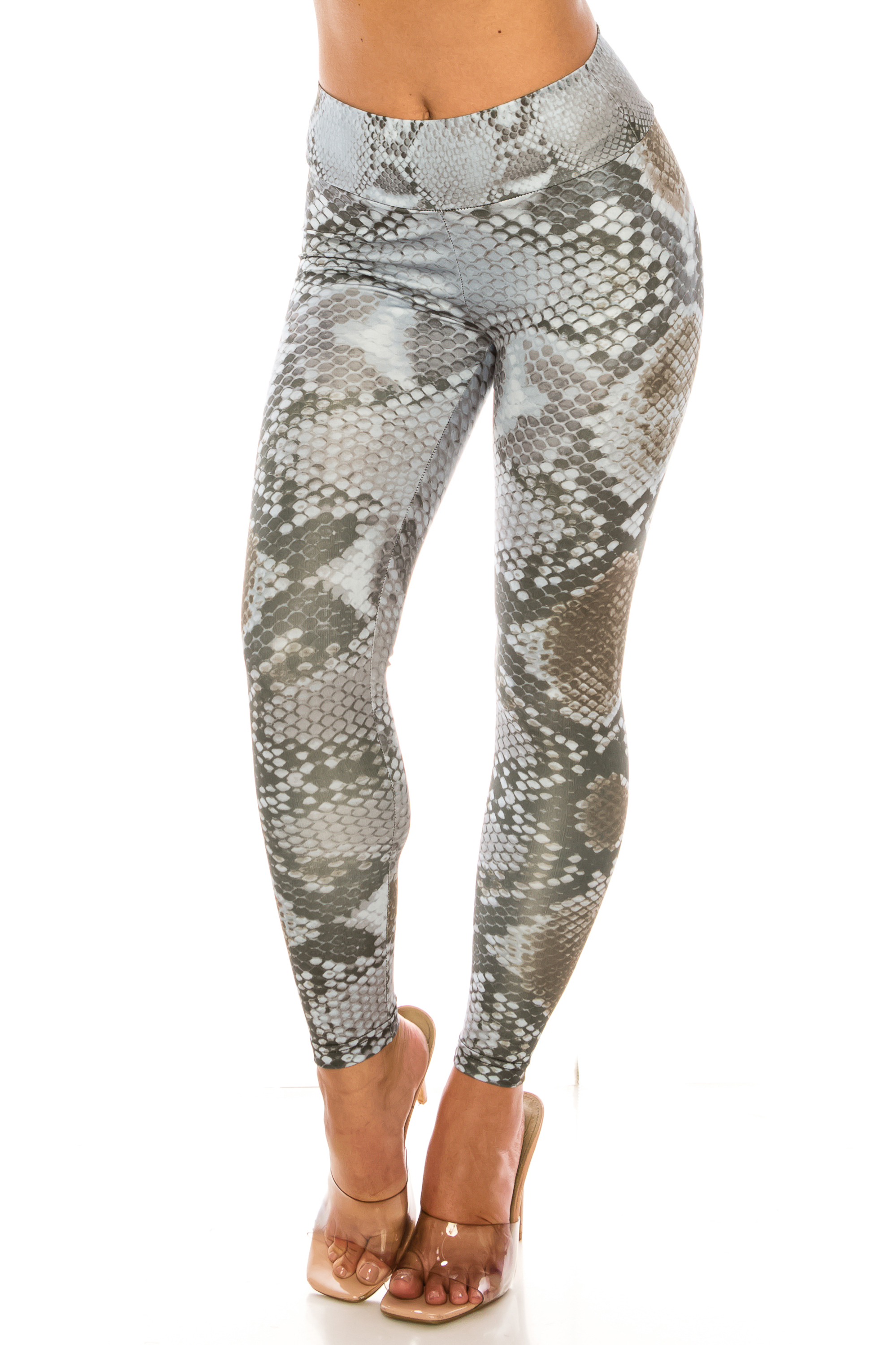 Wholesale Sleek Snakeskin High Waisted Sport Scrunch Leggings