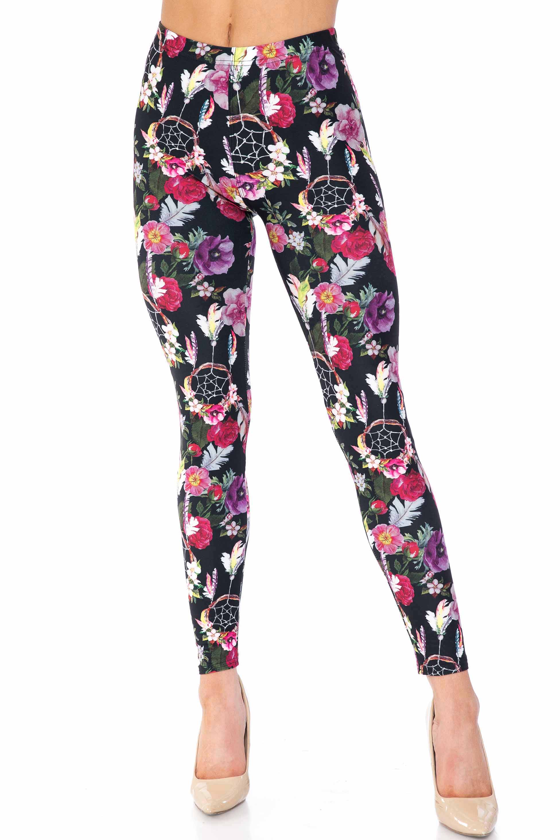 Wholesale Creamy Soft Floral Dreamcatcher Plus Size Leggings - USA Fashion™