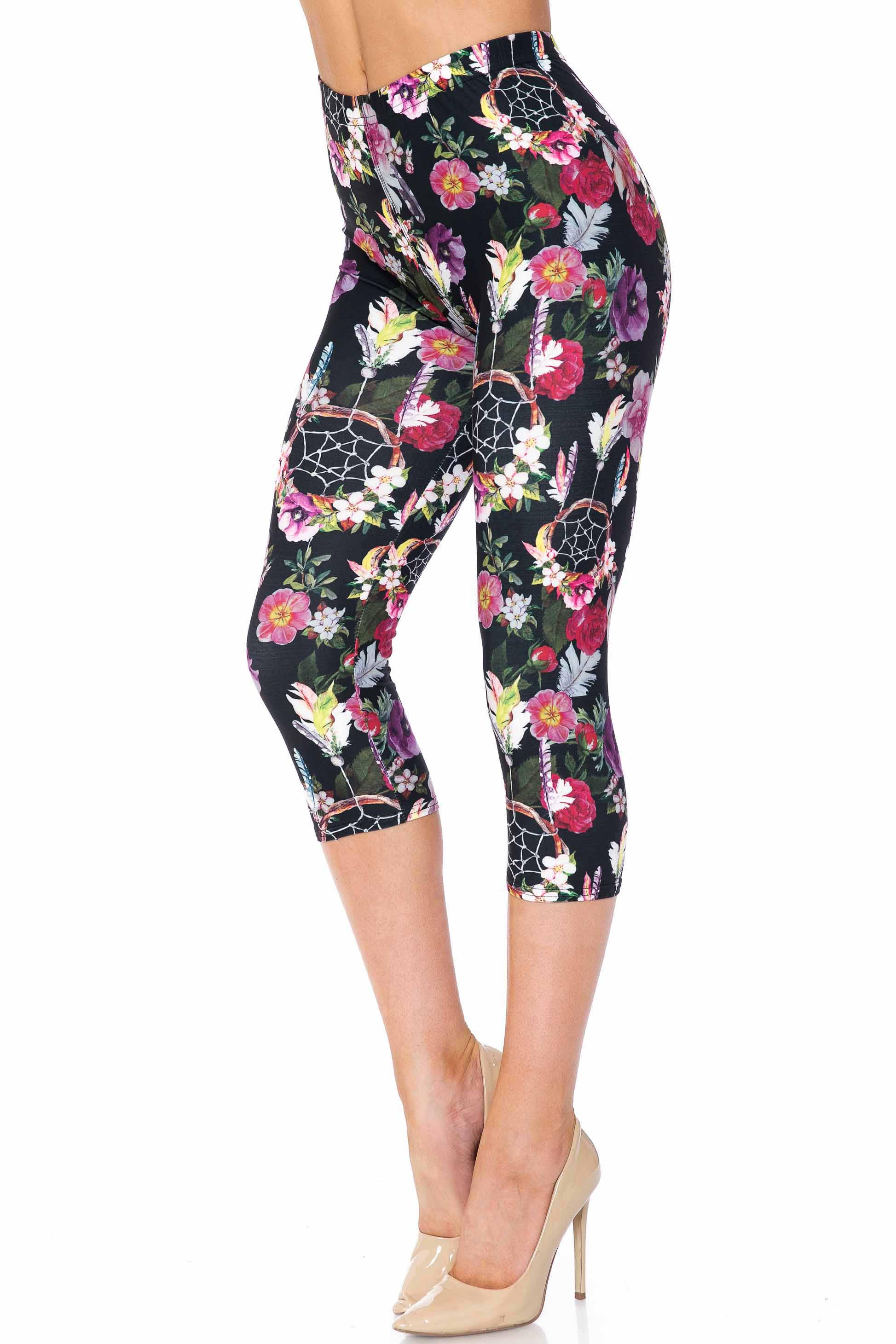 Wholesale Creamy Soft Floral Dreamcatcher Capris - USA Fashion™