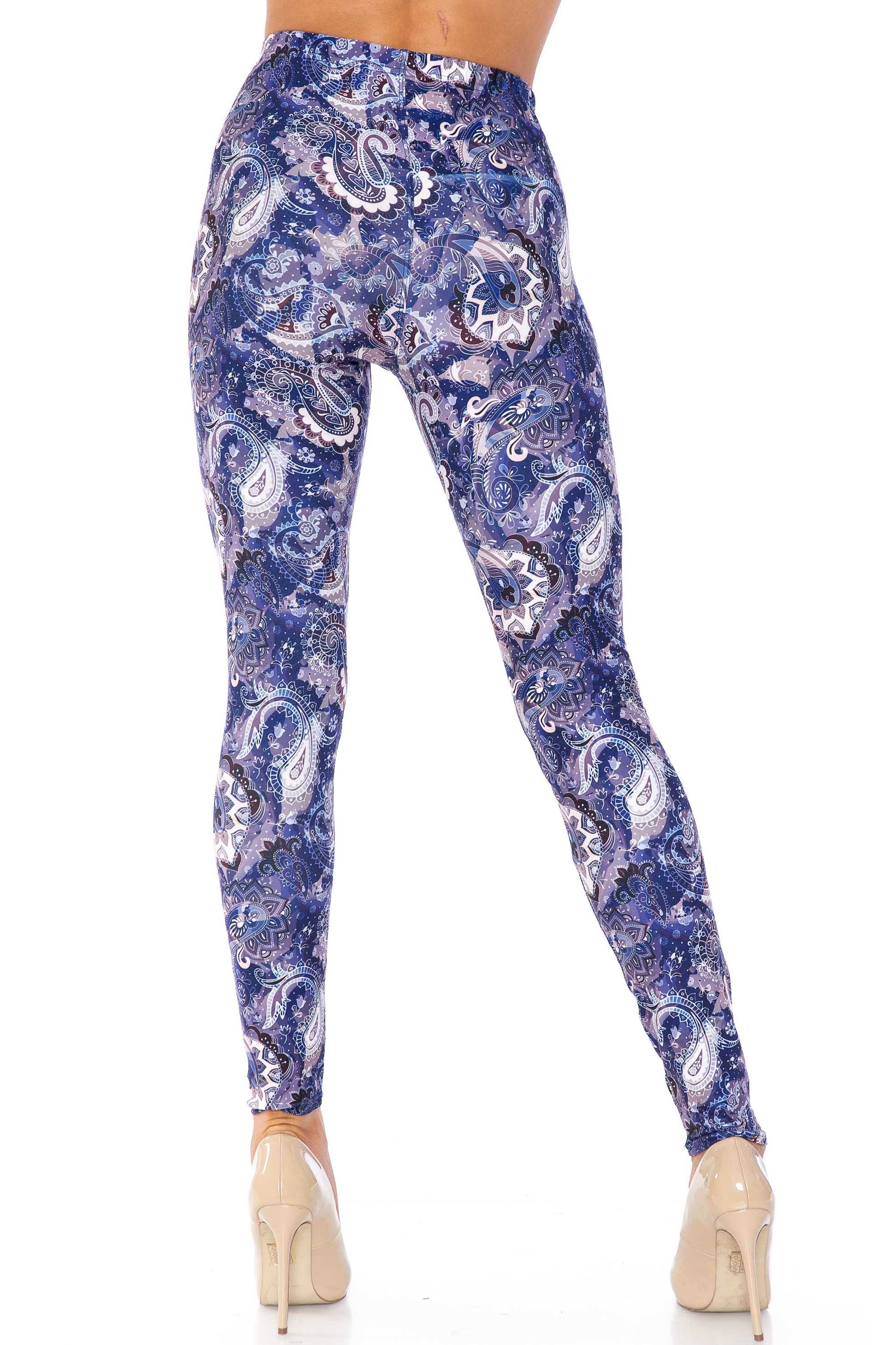 Wholesale Creamy Soft Indigo Blue Paisley Kids Leggings - USA Fashion™