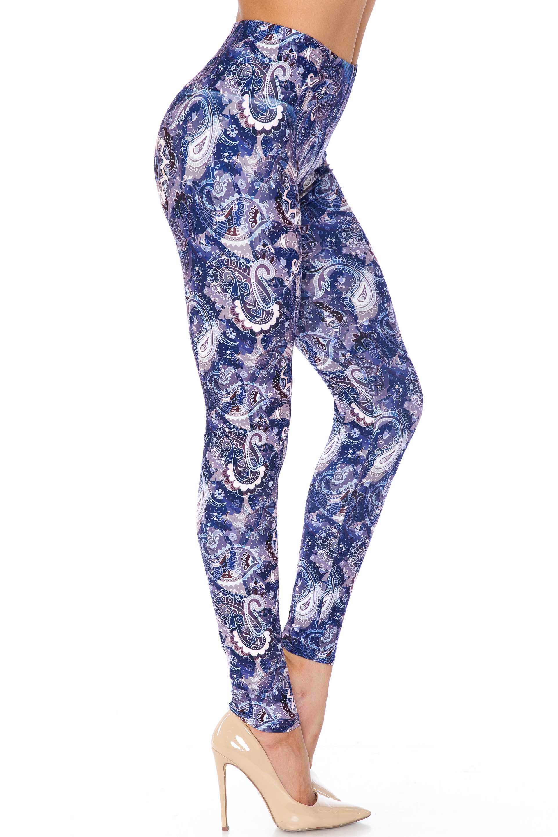 Wholesale Creamy Soft Indigo Blue Paisley Kids Leggings - USA Fashion™