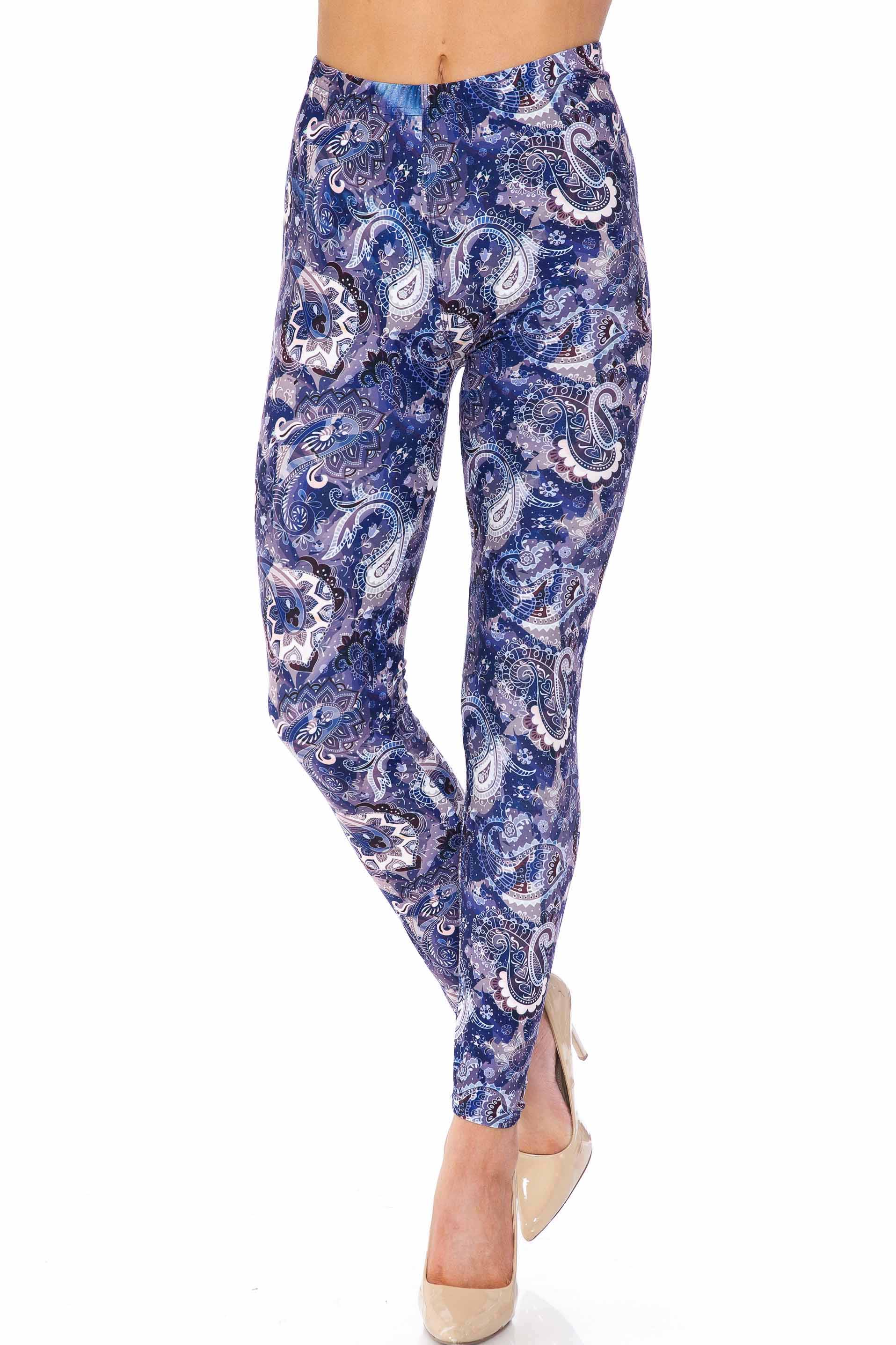 Wholesale Creamy Soft Indigo Blue Paisley Kids Leggings - USA Fashion™