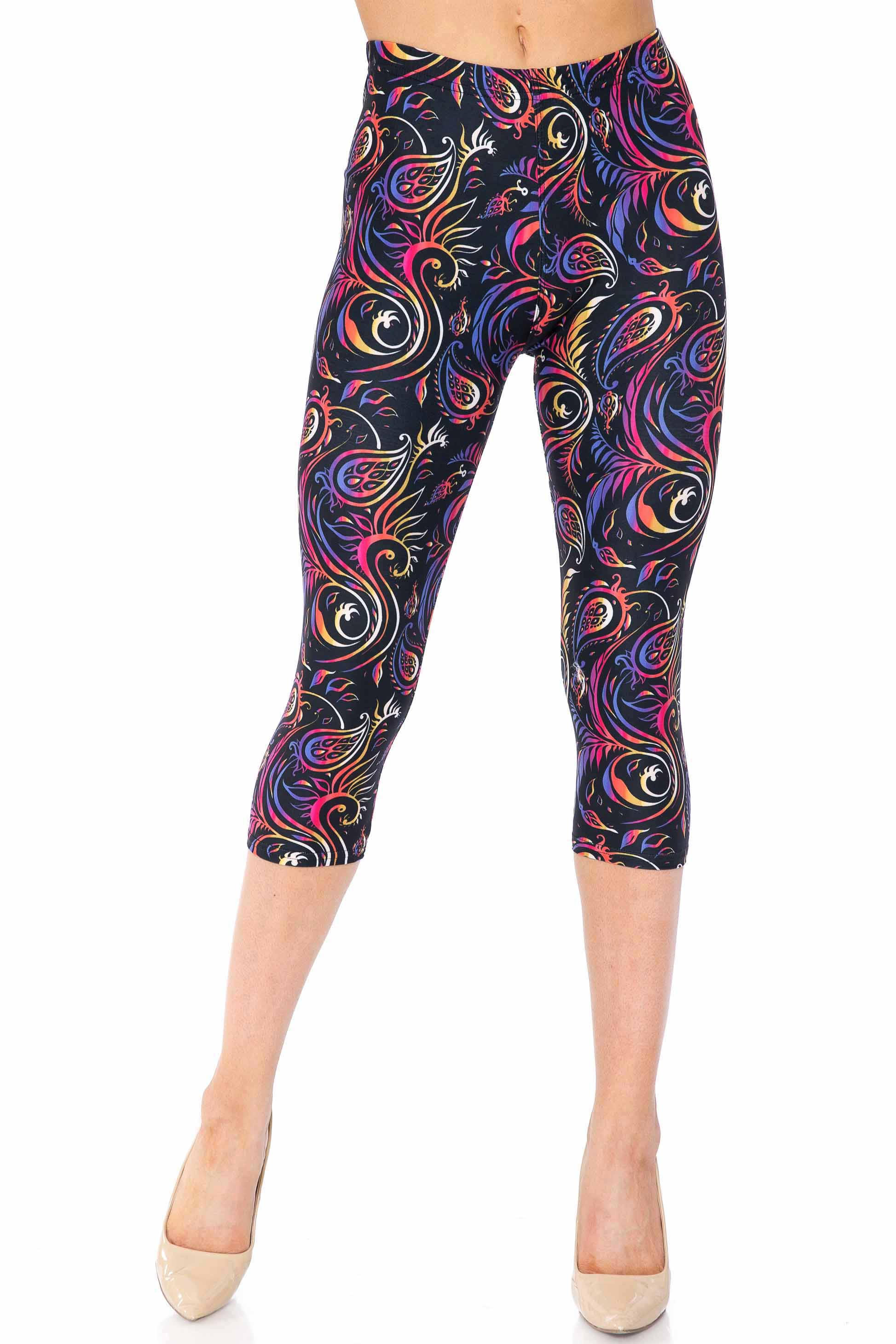 Wholesale Creamy Soft Ombre Paisley Swirl Extra Plus Size Capris - 3X-5X - USA Fashion™