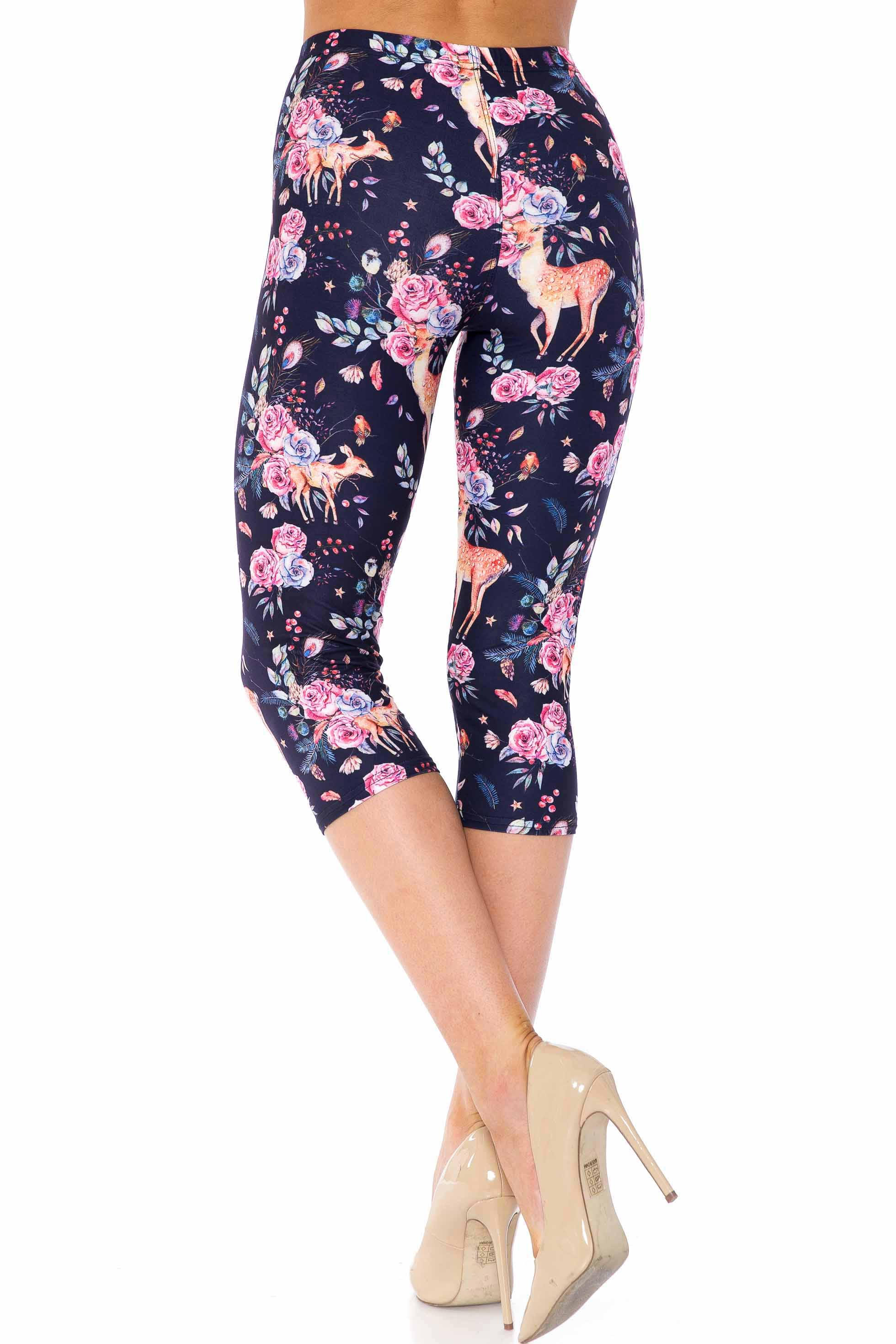 Wholesale Creamy Soft Woodland Floral Fawn Capris - USA Fashion™