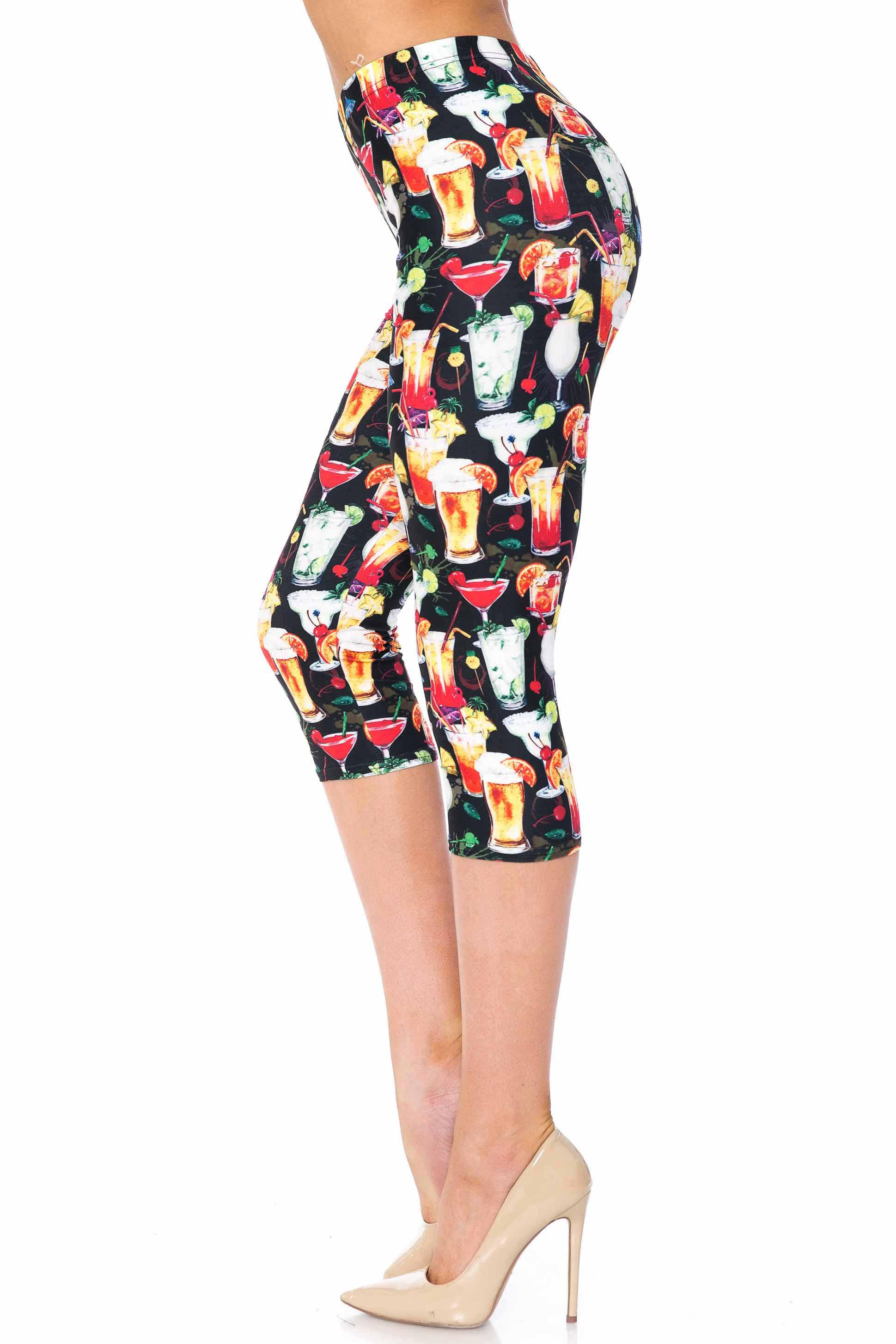 Wholesale Creamy Soft Tropical Cocktails Capris - USA Fashion™