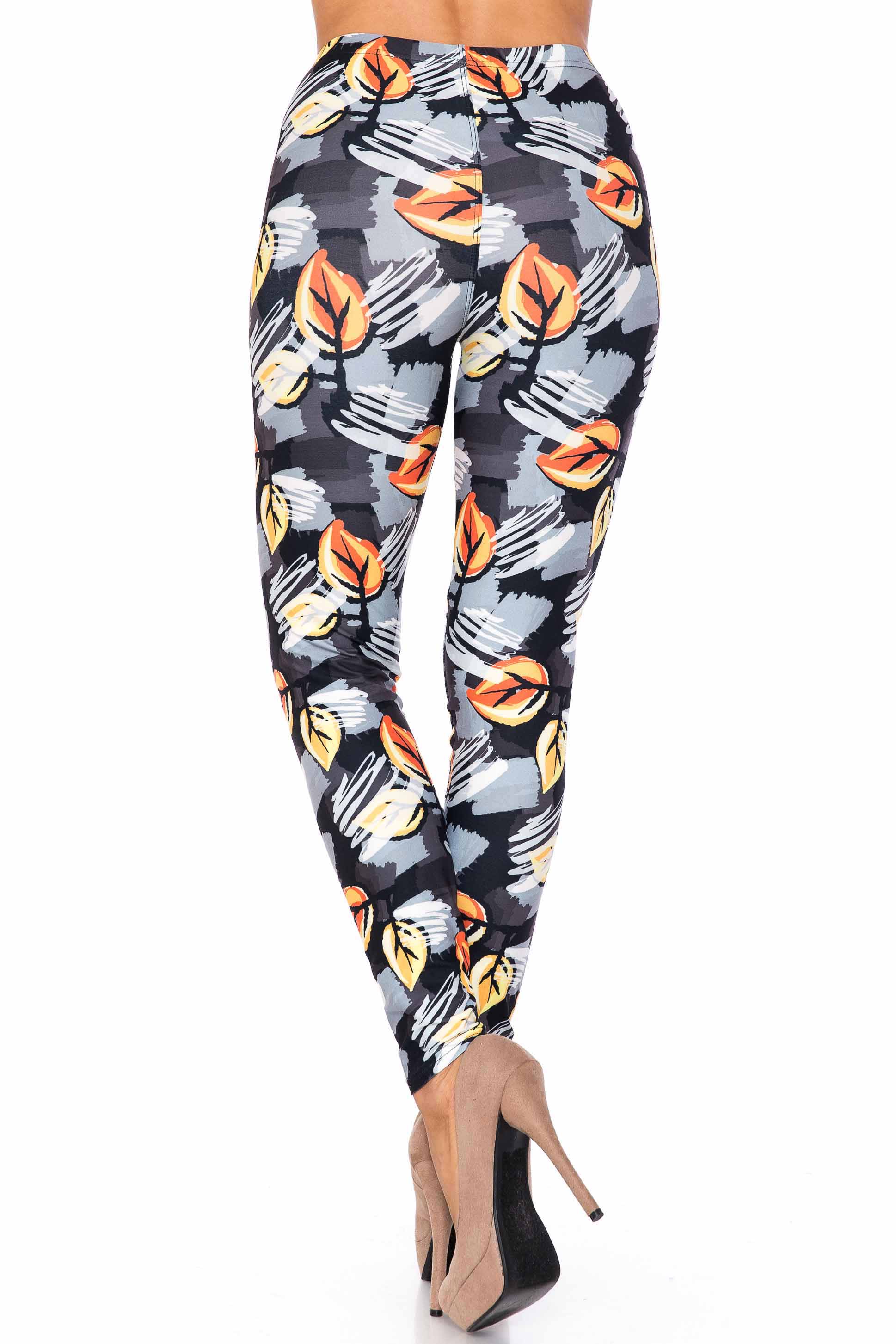 Wholesale Creamy Soft Orange Leaf Breeze Kids Leggings - USA Fashion™