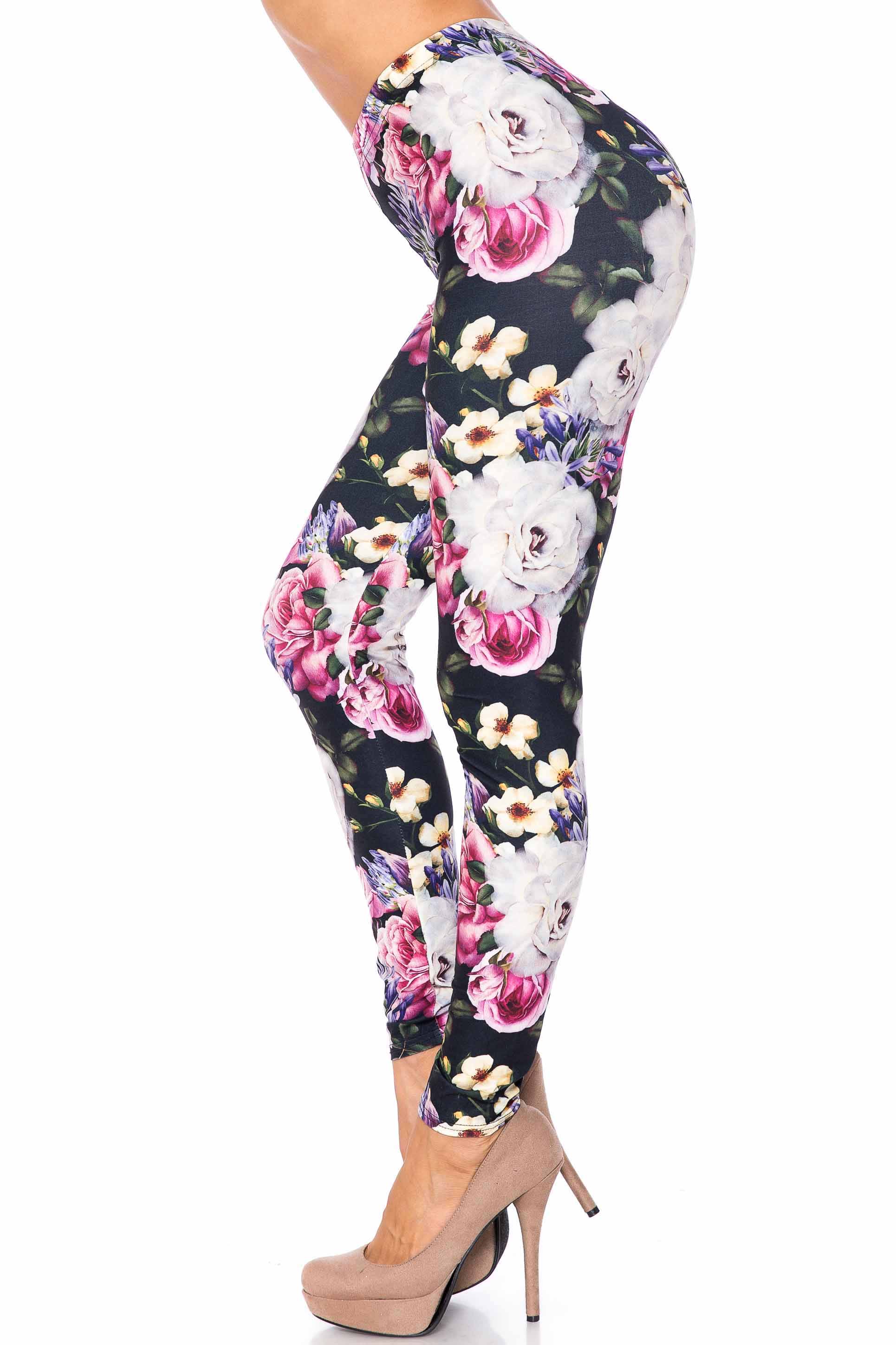 Wholesale Creamy Soft Floral Garden Bouquet Plus Size Leggings - USA Fashion™