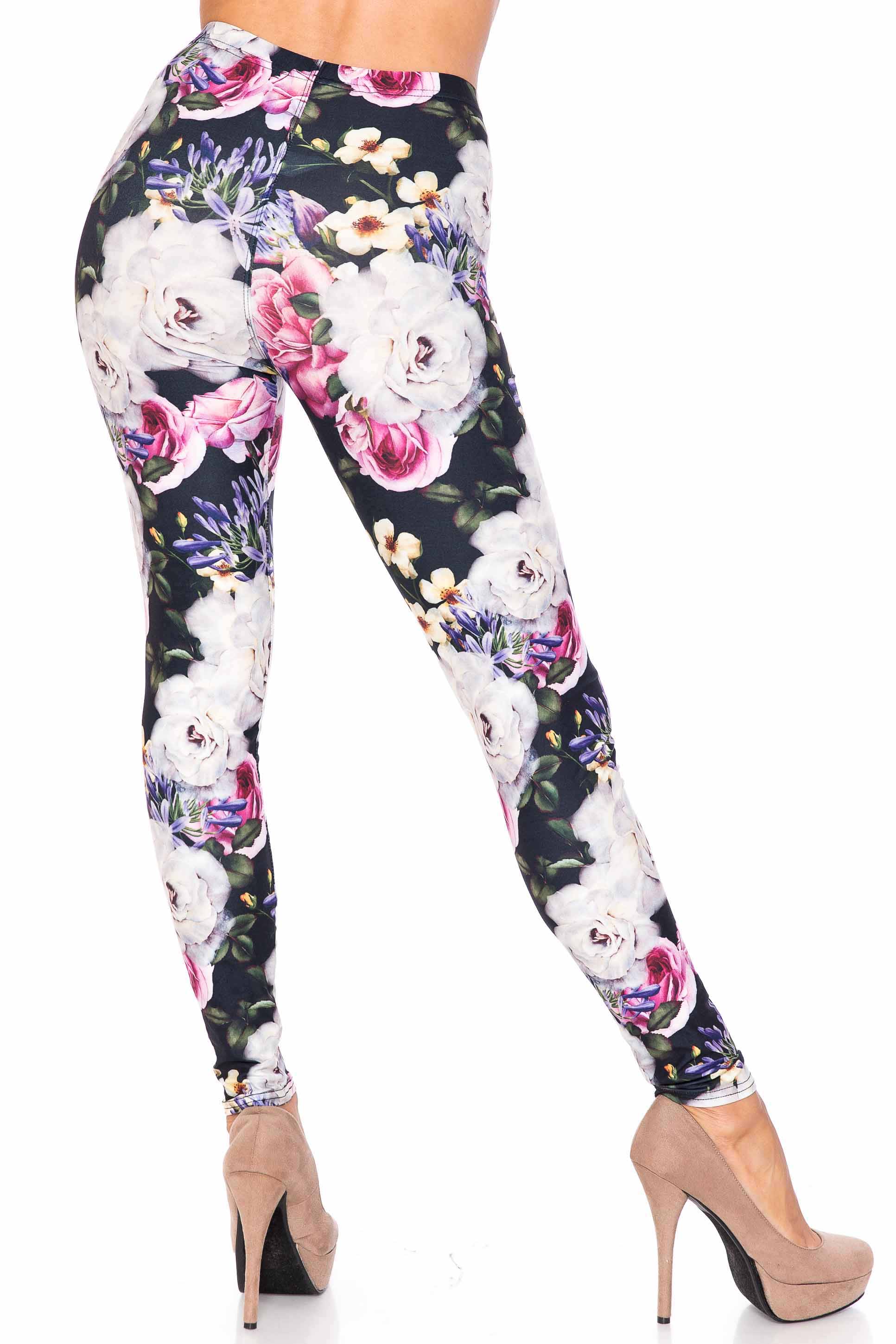 Wholesale Creamy Soft Floral Garden Bouquet Extra Plus Size Leggings - 3X-5X - USA Fashion™