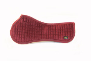 Saddle fit issues? Horse with sore back? we are confident this pad will help alleviate all of these conditions. 
This lovely half pad has our famous perforated gel inserts that absorb impact and pressure from the saddle and rider, allowing the horse to work more efficiently and comfortably under saddle. 
Features:
Has a 2 inch spine to allow more freedom of movement along back.
Anti microbial and breathable spacer fabric underside.
Non slip suede fabric on top.
Perforated gel inserts for complete protection of horses back.
One size fits saddles up to 18 inch.
Color: Black, white, peacock blue and burgundy.
What is Impact Gel? 
Antimicrobial - Impact Gel’s surface is in-hospitable to the growth of bacteria and fungi. Testing has indicated a 100% inhibition to both types of microbes.
Temperature resistant - Impact Gel disperses heat energy horizontally through the gel up to temperatures of 250F, higher than the boiling temperature of water. Likewise, in temperatures as low as -40F, Impact Gel retains its energy absorbing properties.
Shock absorbing - Impact Gel exhibits incredible shock absorption properties because of how energy is transferred and dissipated through the molecular structure of the gel. Energy flows horizontally through the gel away from the impact location, similar to ripples on the surface of a pond. 
Impact Gel’s ongoing research, combined with vigorous testing by the equine industry’s leading riders has resulted in the development of a comprehensive product line that delivers unmatched performance and comfort to both the horse and rider.
Impact Gel pads have two distinct benefits that out perform our competitors and are unsurpassed in relieving pressure points caused by a poor fitting saddle, a major cause of white spots.
We are also unequaled in dissipating energy that is transferred onto the horse, therefore the animal stays fresher longer and performs better.
At Impact Gel we believe that what we do makes a difference every day. 
Washing and care: Remove inserts before washing in cold water on gentle cycle. Do NOT tumble dry. Saddle fit issues? Horse with sore back? we are confident this pad will help alleviate all of these conditions. 
This lovely half pad has our famous perforated gel inserts that absorb impact and pressure from the saddle and rider, allowing the horse to work more efficiently and comfortably under saddle. 
Features:
Has a 2 inch spine to allow more freedom of movement along back.
Anti microbial and breathable spacer fabric underside.
Non slip suede fabric on top.
Perforated gel inserts for complete protection of horses back.
One size fits saddles up to 18 inch.
Color: Black, white, peacock blue and burgundy.
What is Impact Gel? 
Antimicrobial - Impact Gel’s surface is in-hospitable to the growth of bacteria and fungi. Testing has indicated a 100% inhibition to both types of microbes.
Temperature resistant - Impact Gel disperses heat energy horizontally through the gel up to temperatures of 250F, higher than the boiling temperature of water. Likewise, in temperatures as low as -40F, Impact Gel retains its energy absorbing properties.
Shock absorbing - Impact Gel exhibits incredible shock absorption properties because of how energy is transferred and dissipated through the molecular structure of the gel. Energy flows horizontally through the gel away from the impact location, similar to ripples on the surface of a pond. 
Impact Gel’s ongoing research, combined with vigorous testing by the equine industry’s leading riders has resulted in the development of a comprehensive product line that delivers unmatched performance and comfort to both the horse and rider.
Impact Gel pads have two distinct benefits that out perform our competitors and are unsurpassed in relieving pressure points caused by a poor fitting saddle, a major cause of white spots.
We are also unequaled in dissipating energy that is transferred onto the horse, therefore the animal stays fresher longer and performs better.
At Impact Gel we believe that what we do makes a difference every day. 
Washing and care: Remove inserts before washing in cold water on gentle cycle. Do NOT tumble dry.