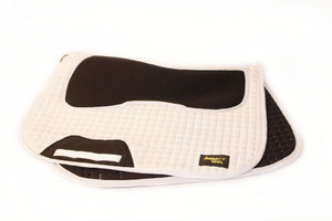 Impact Gel/Ca Dressage Full Saddle pads come in Black or White. Our Perforated Foam filled Impact Gel gives your horse the most protection along with Comfort.
Spacer Material bottoms are Anti-bacterial. Moisture Wicking and Anti-odour. Impact Gel/Ca Dressage Full Saddle pads come in Black or White. Our Perforated Foam filled Impact Gel gives your horse the most protection along with Comfort.
Spacer Material bottoms are Anti-bacterial. Moisture Wicking and Anti-odour.