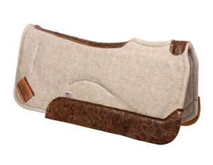 Impact Gel Contour Classic Saddle Pad- Tan w/ Vintage Floral Wear Leather Impact Gel Contour Classic Saddle Pad- Tan w/ Vintage Floral Wear Leather