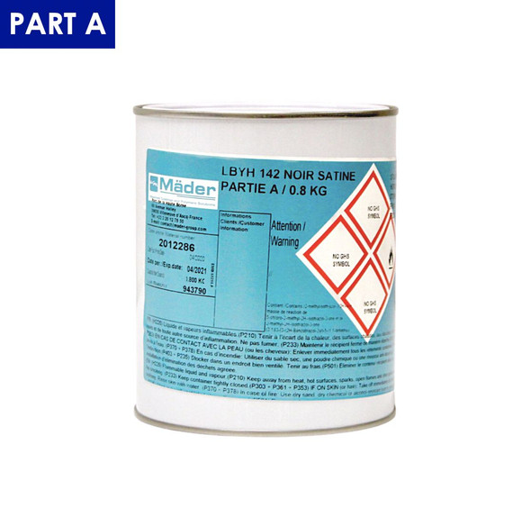 TWO-COMPONENT WATER-BASED POLYURETHANE TOPCOAT LBYH 142 SATIN BLACK PA 0.8KG