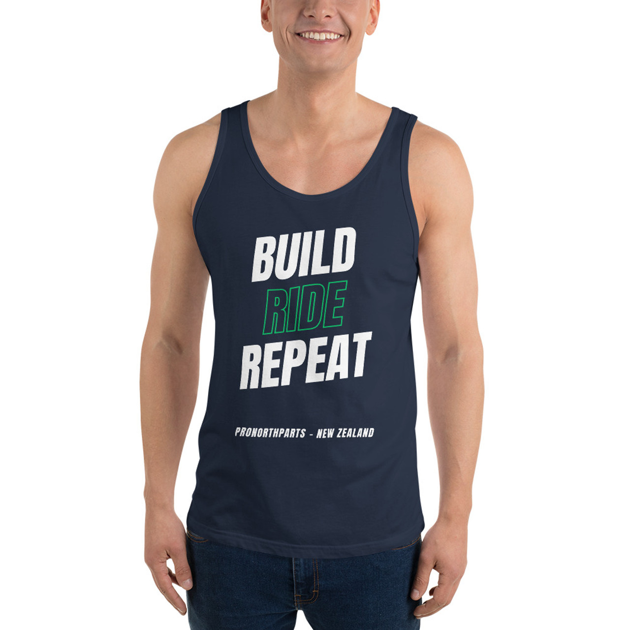 Build Ride Repeat Men's Tank Top Navy