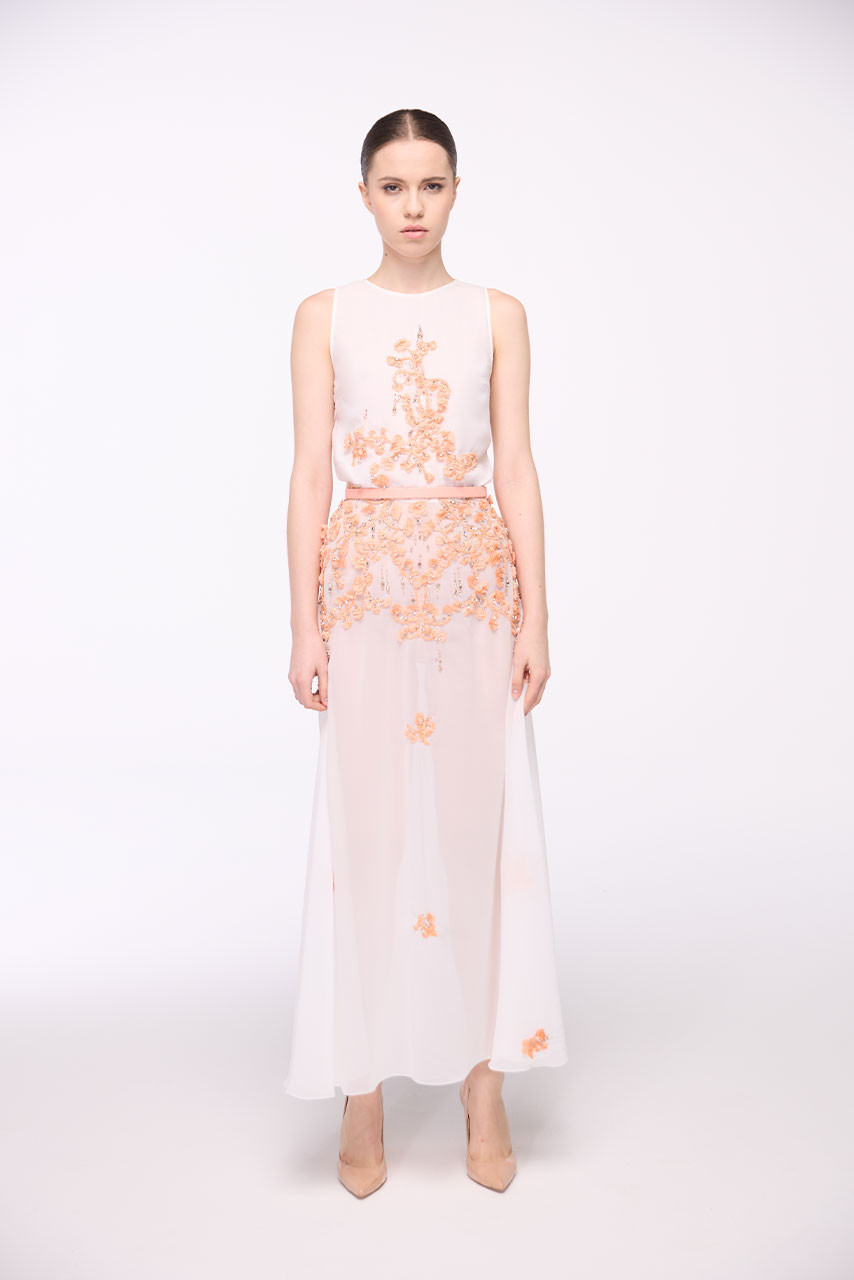 Midi Dress In embroidered Chiffon Midi Dress In embroidered Chiffon