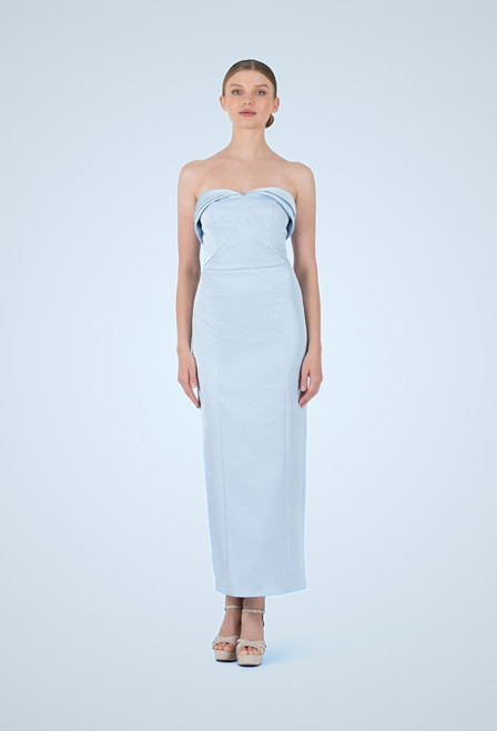 Strapless dress in silk