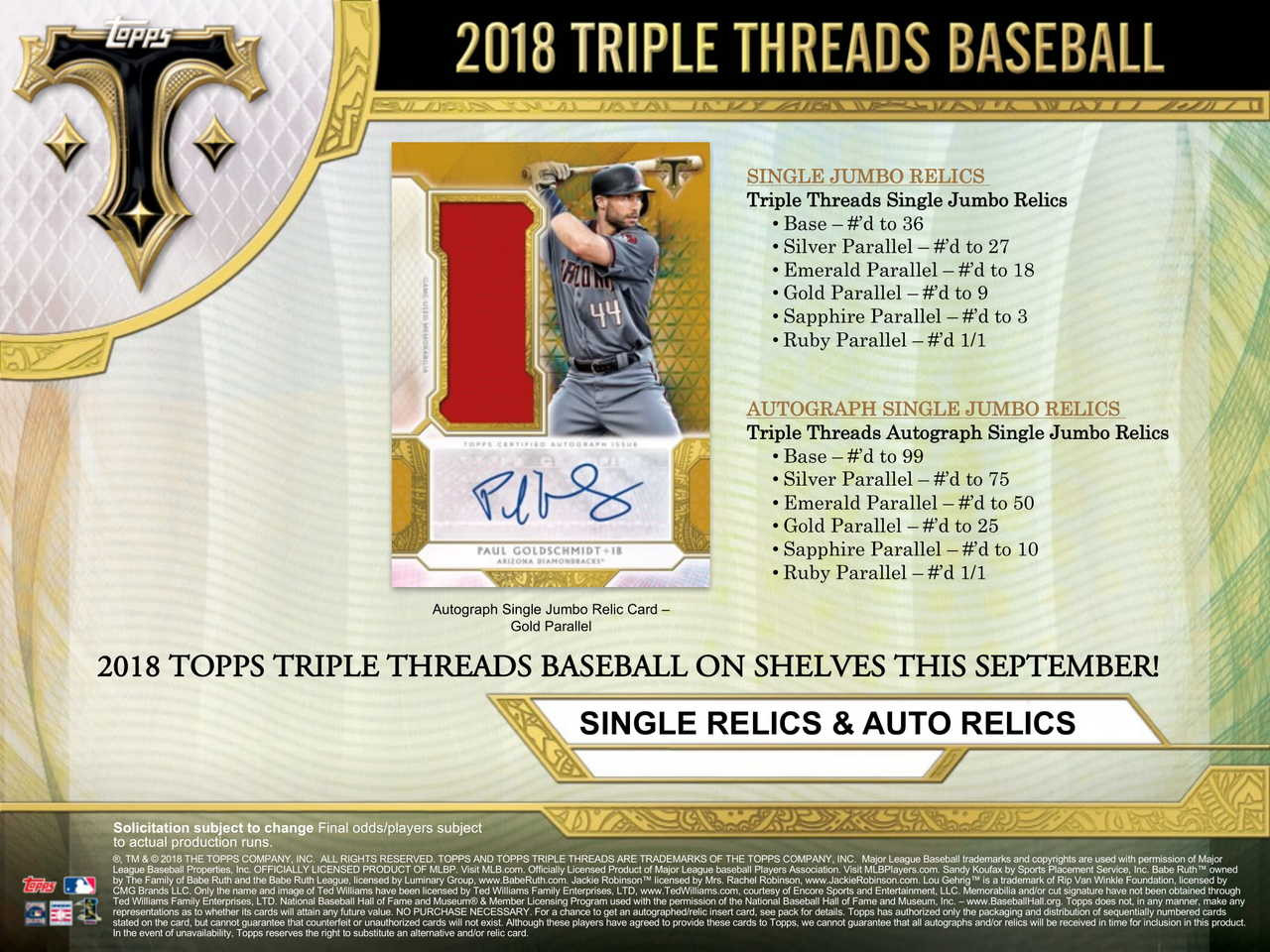 2018 Topps Triple Threads Baseball Hobby 18 Box Case