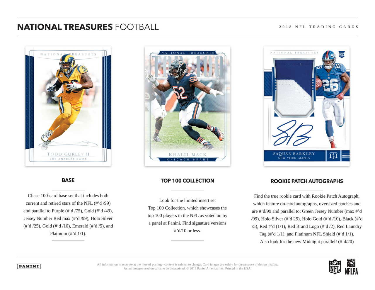 2018 Panini National Treasures Football Hobby Box Buy Now at