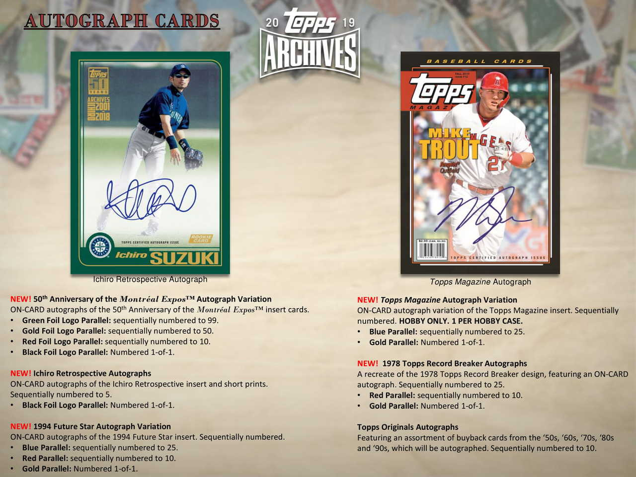 2019 Topps Archives Baseball Hobby 10 Box Case