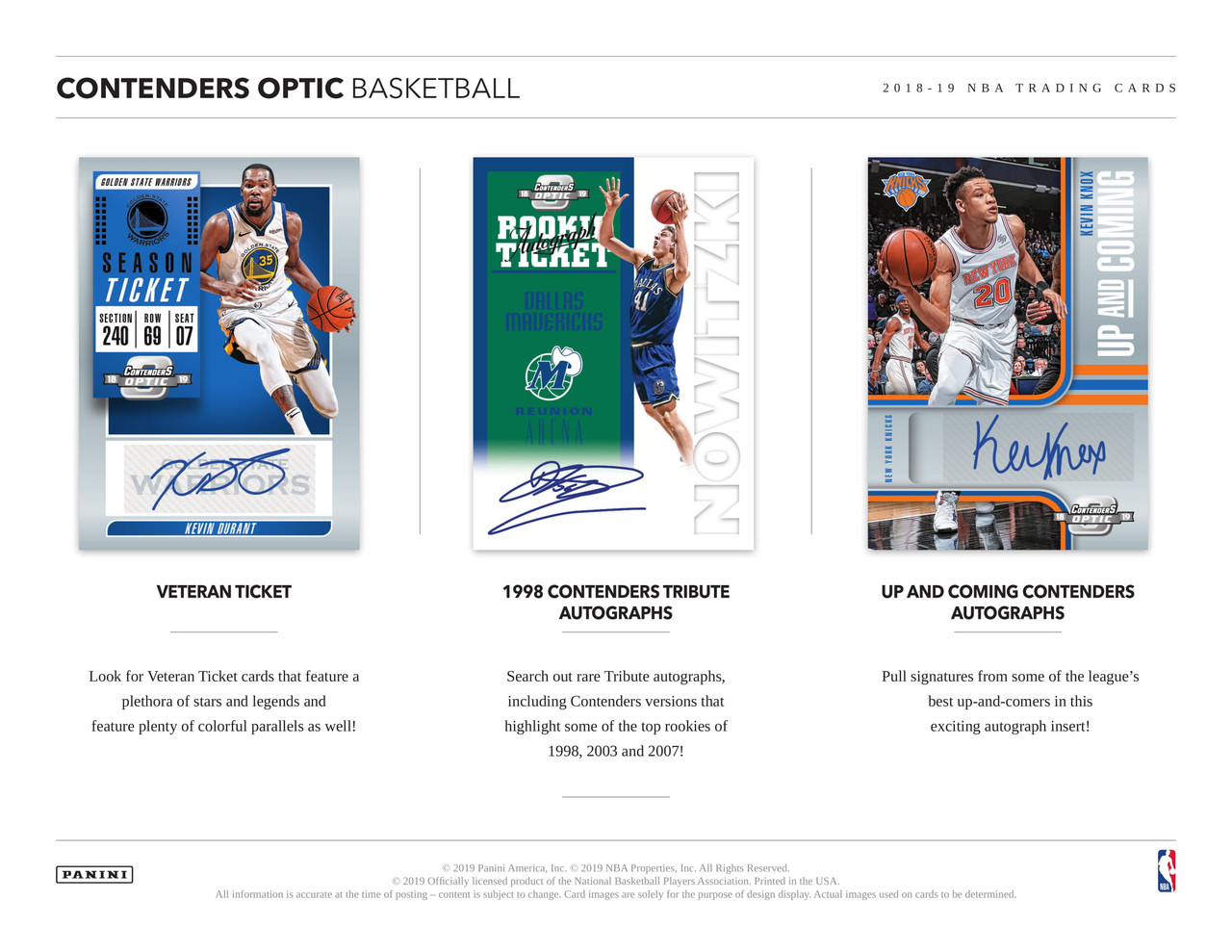 2018/19 Panini Contenders Optic Basketball Hobby 10 Box Case