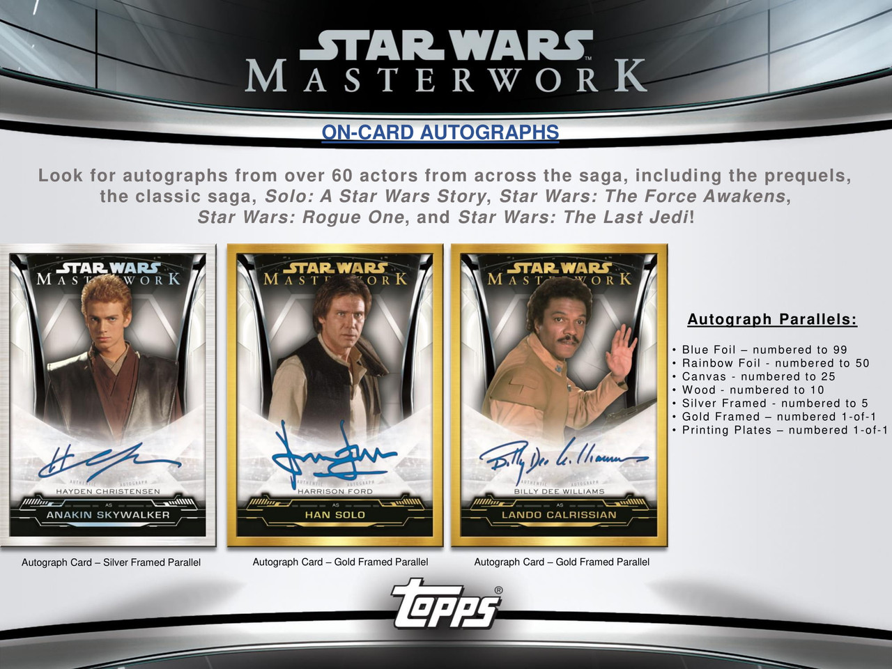 2019 Topps Star Wars Masterwork Hobby 8 Box Case