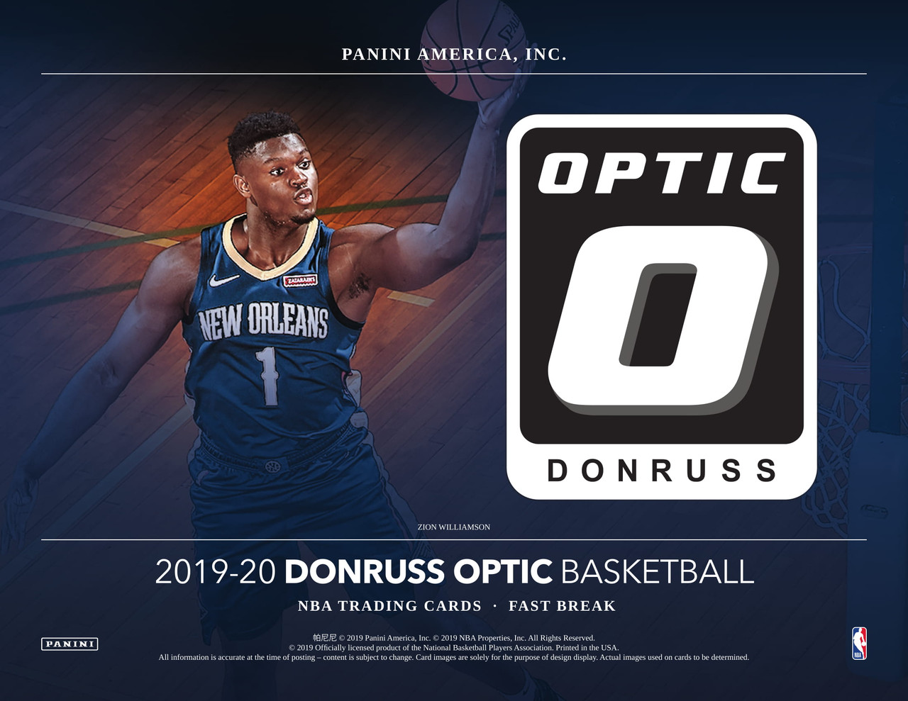 2019/20 Panini Donruss Optic Basketball Fast Break 20 Box Case