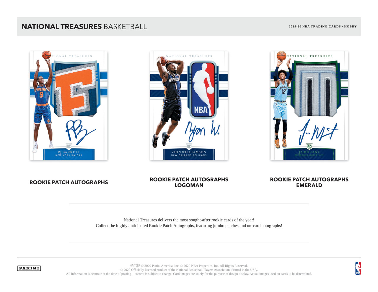 2019/20 Panini National Treasures Basketball Hobby Box