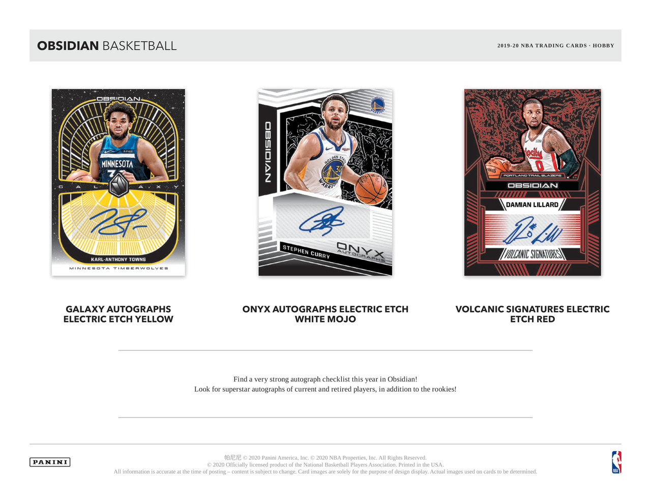 2019/20 Panini Obsidian Basketball Hobby 12 Box Case