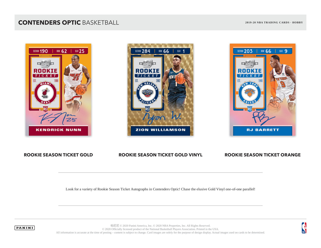 2019⁄20 Panini Contenders Optic Basketball Hobby Box