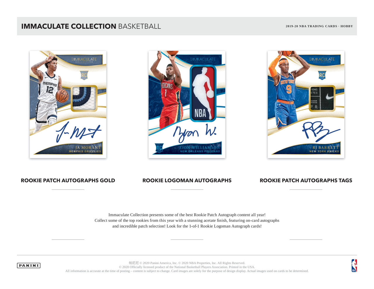 2019/20 Panini Immaculate Basketball Hobby 5 Box Case