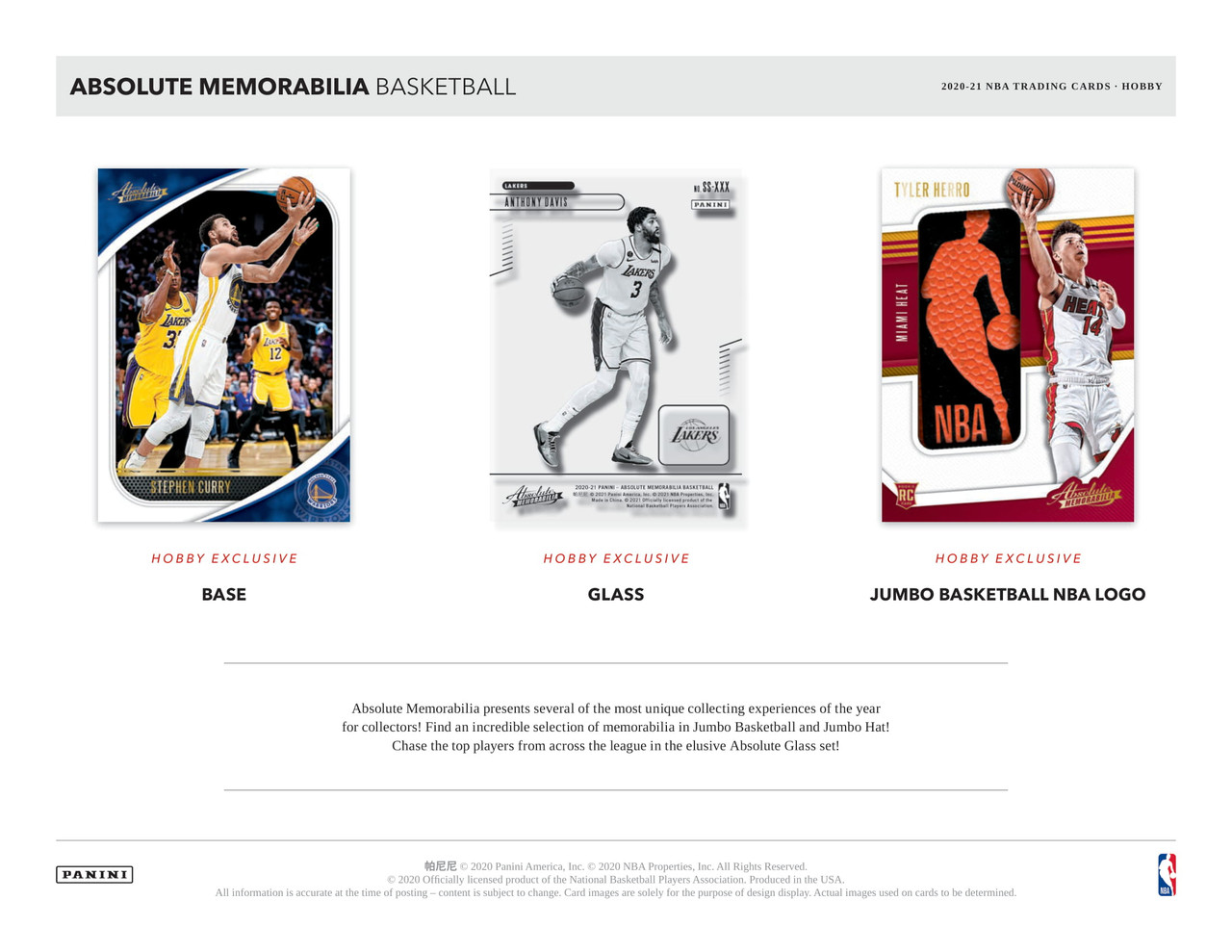 2020/21 Panini Absolute Memorabilia Basketball Hobby Box