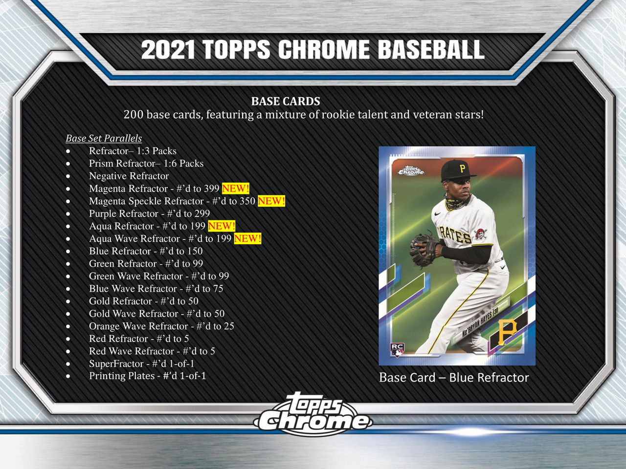 2021 Topps Chrome Baseball Jumbo Hobby HTA 13 Card Pack
