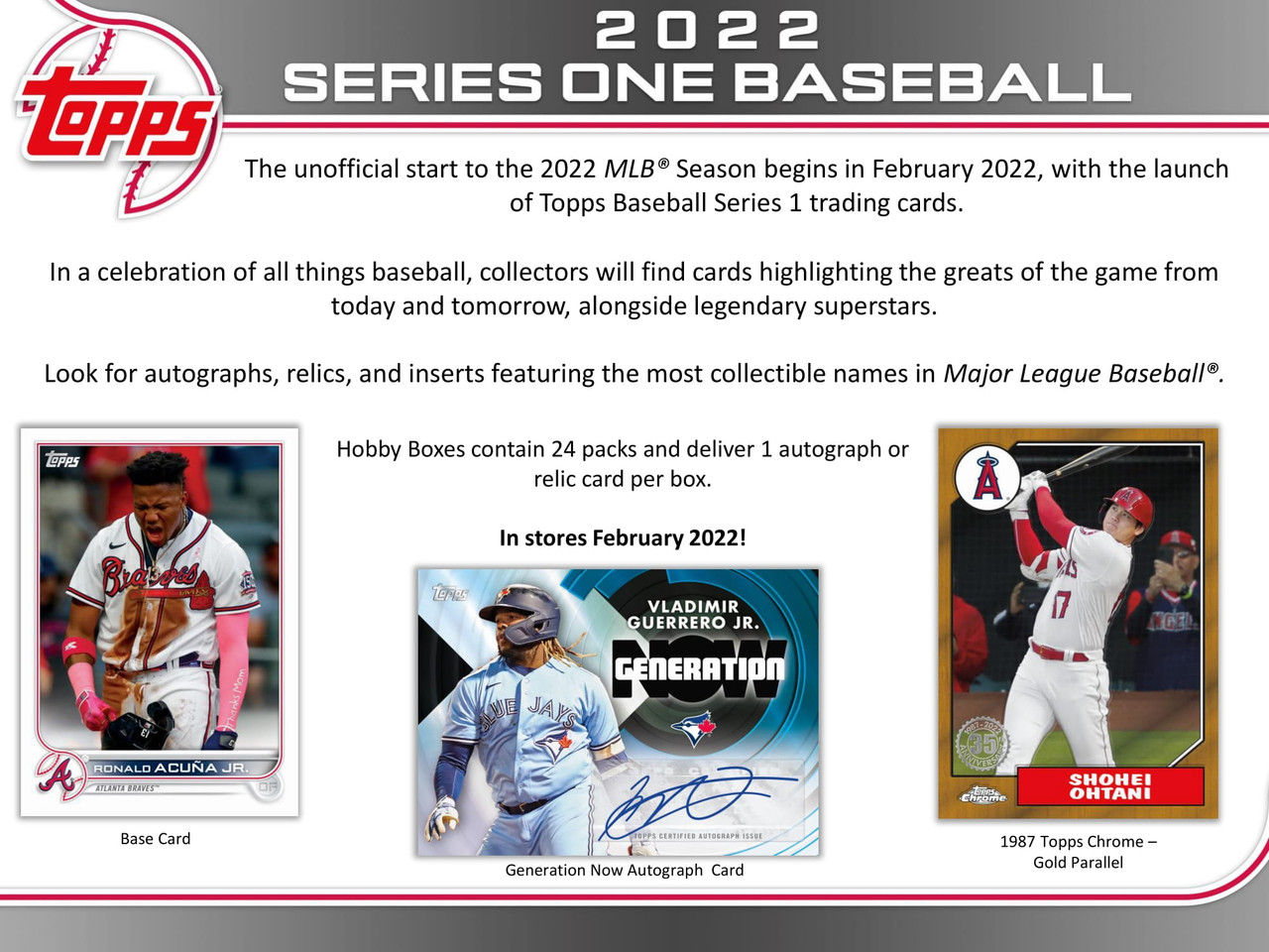 2022 Topps Series 1 Baseball Hobby 12 Box Case