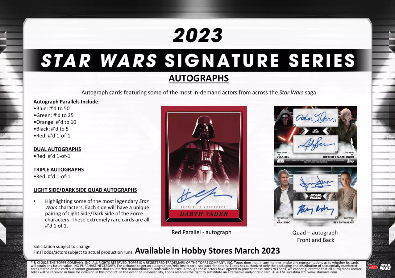 2023 Topps Star Wars Signature Series Hobby 20 Box Case
