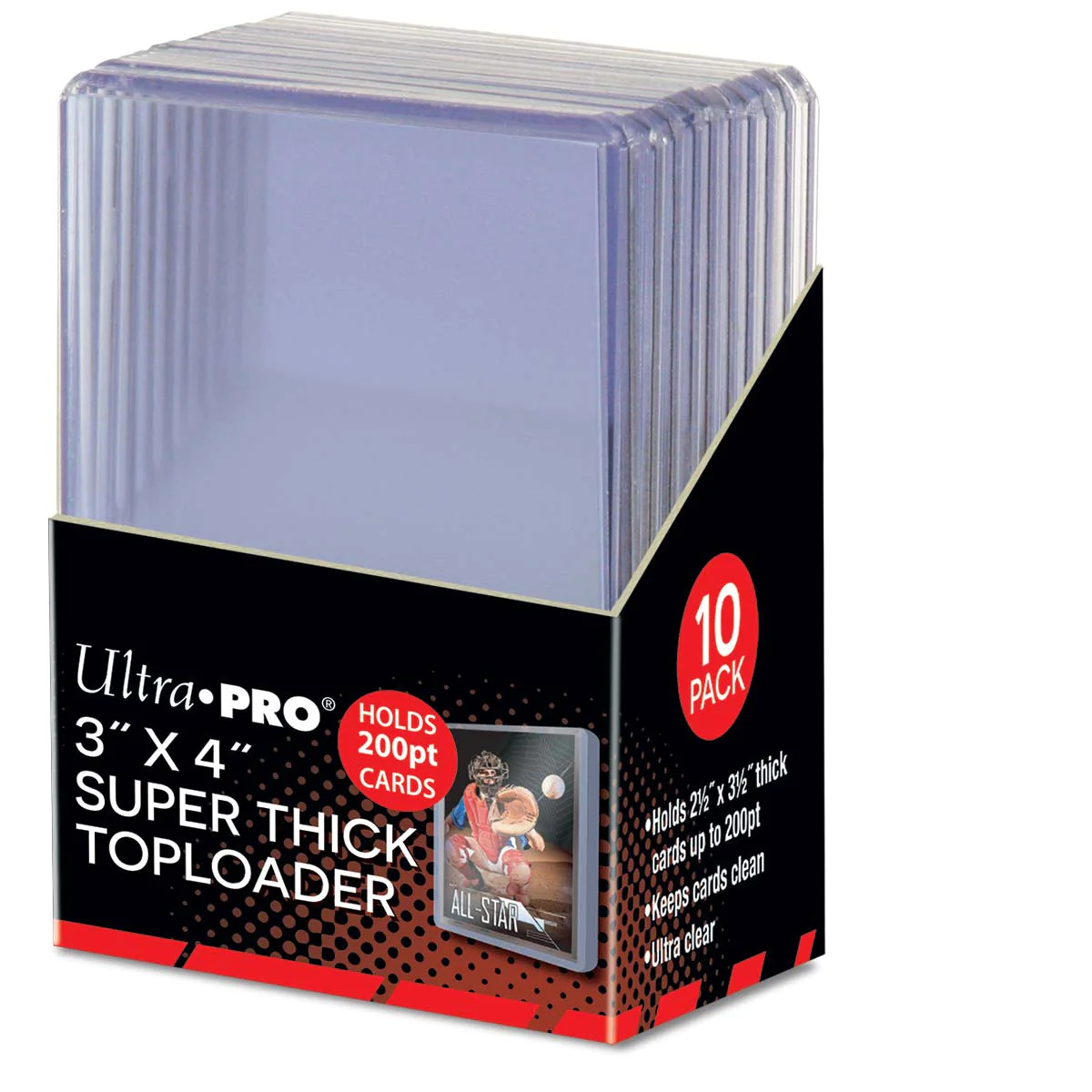 Ultra Pro 3 X 4 Super Thick 130PT Toploader 10ct Pack