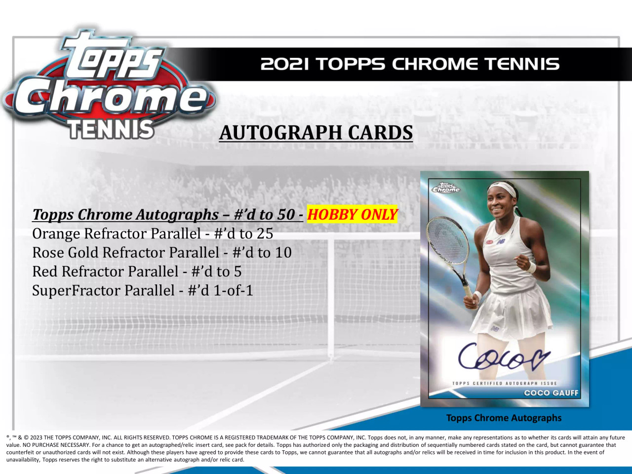 2021 Topps Chrome Tennis Hobby Box