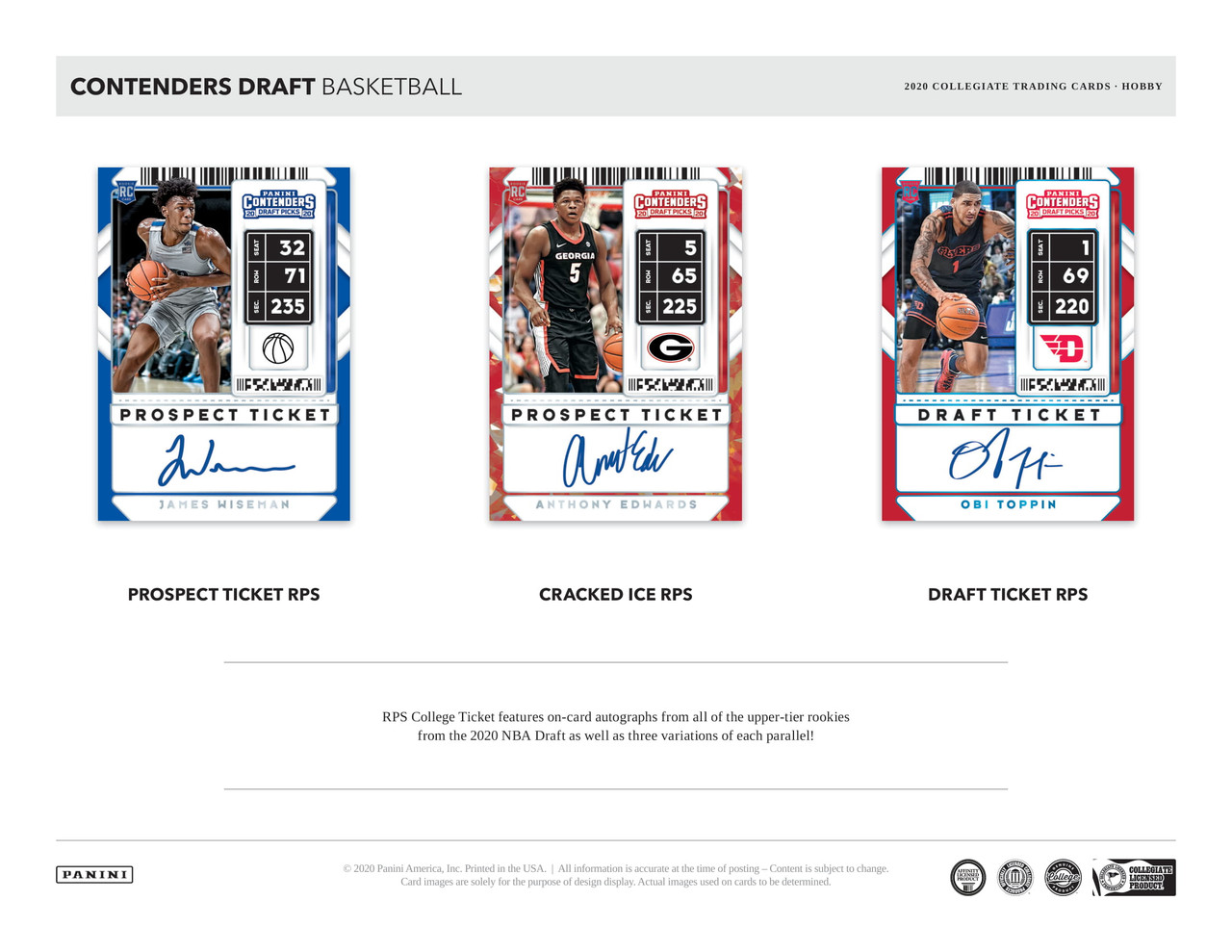 2020/21 Panini Contenders Draft Picks Basketball Hobby Box