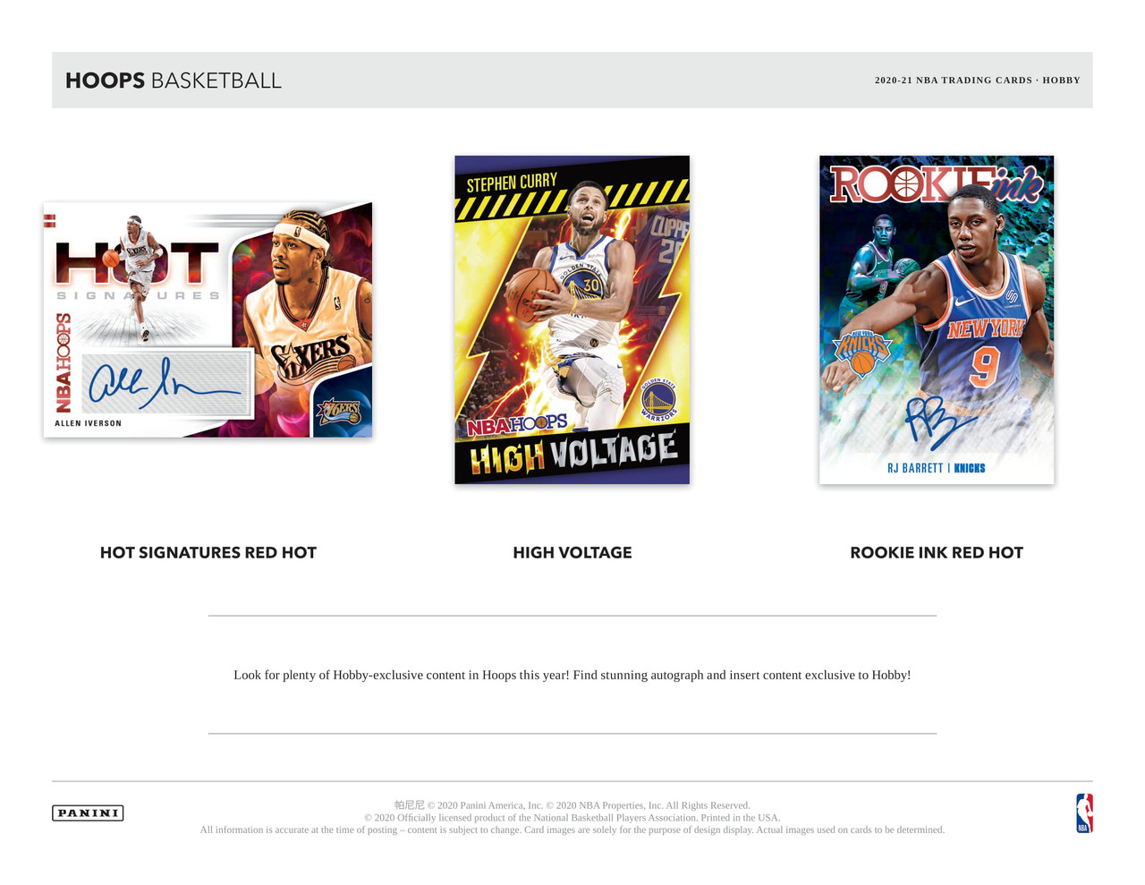 2020-21 Panini NBA Hoops Basketball Hobby 20 Box Case