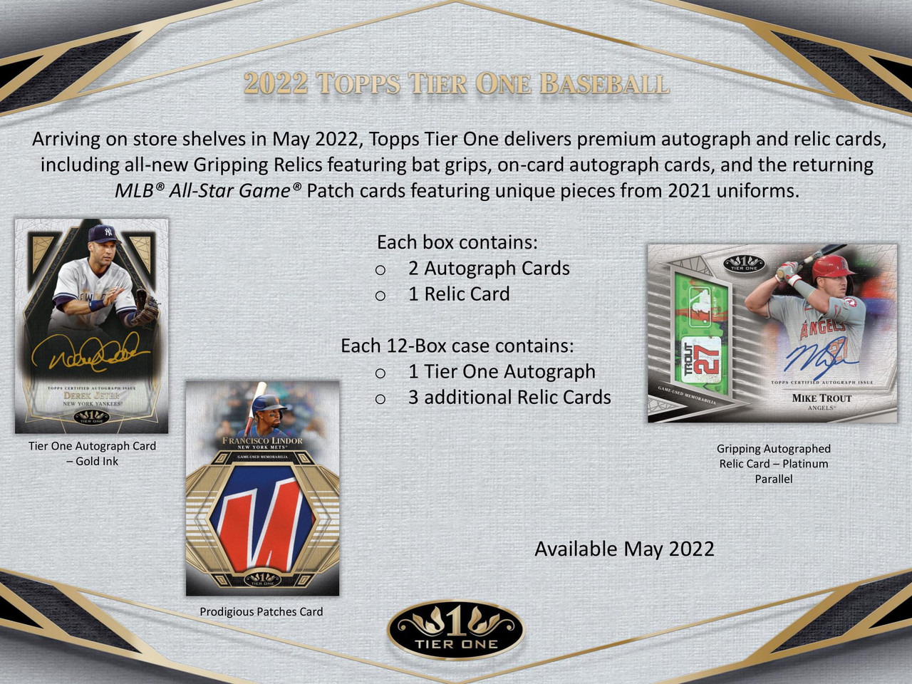 2022 Topps Tier One Baseball Hobby 12 Box Case