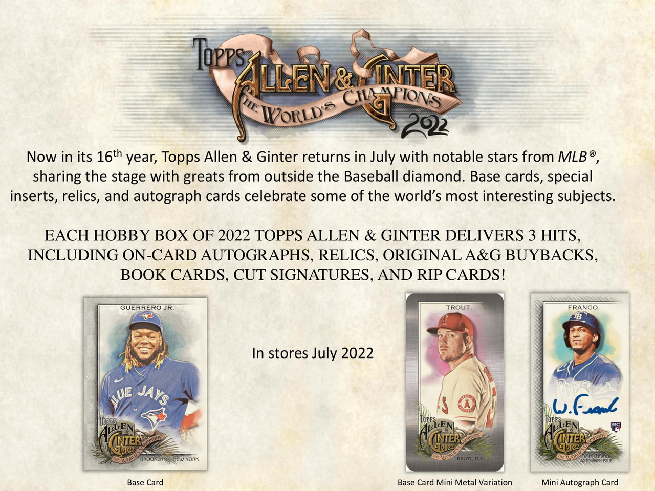 2022 Topps Allen & Ginter Baseball Hobby 12 Box Case