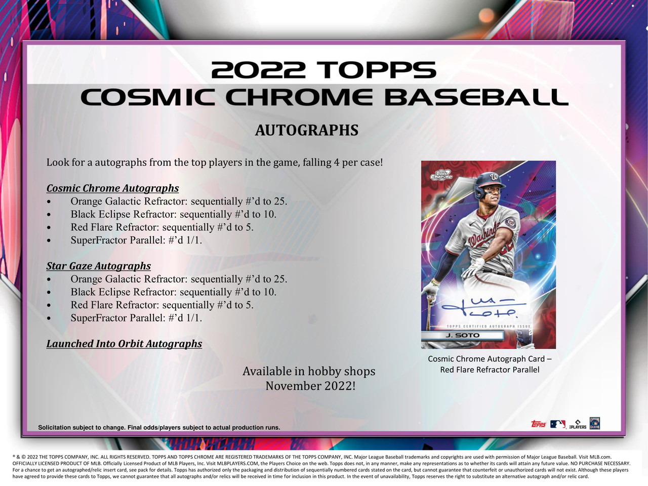 2022 Topps Cosmic Chrome Baseball Hobby Box