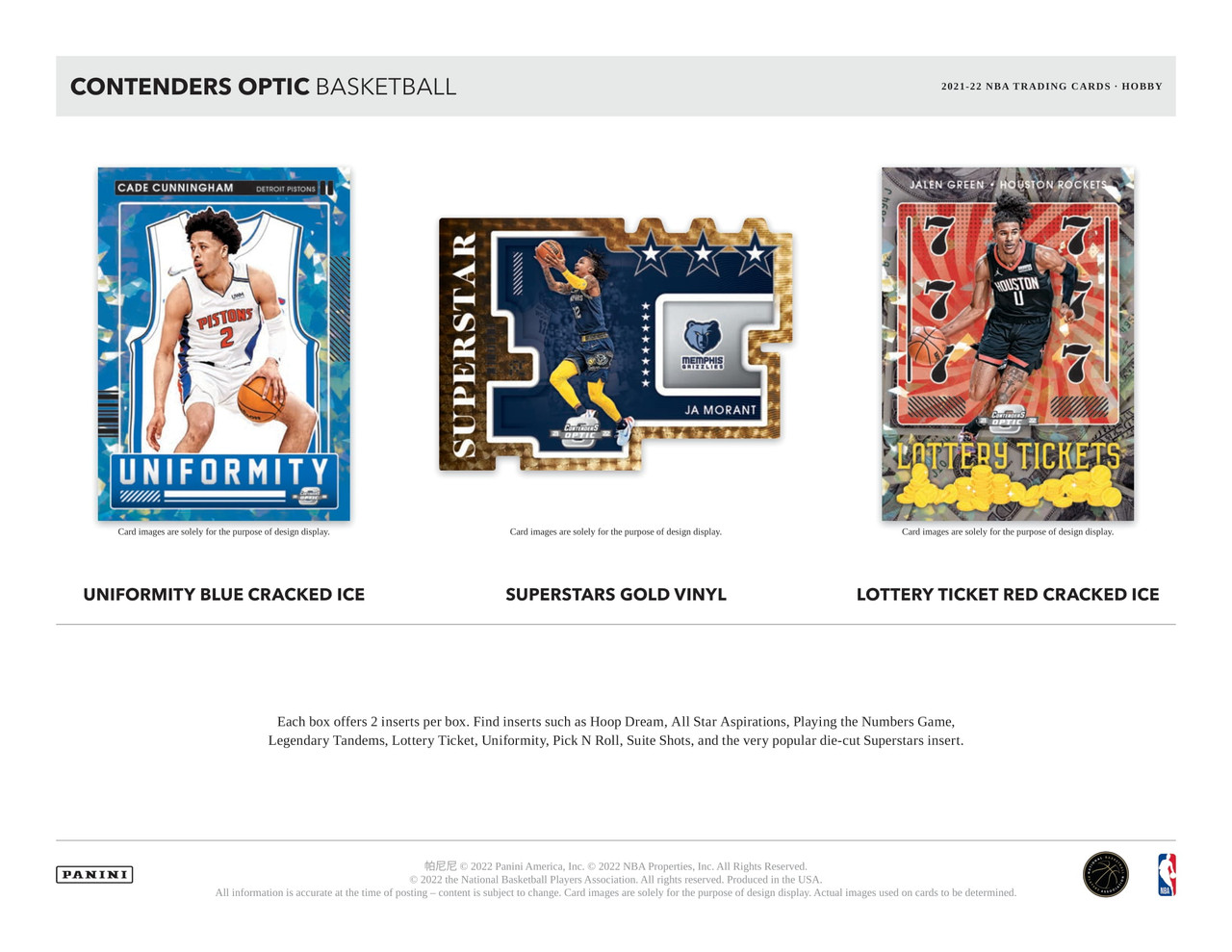Box+デッキ+パック NBA 21-22 Contenders Optic Basketball 2021/22 Panini Contenders Optic Basketball Hobby Box