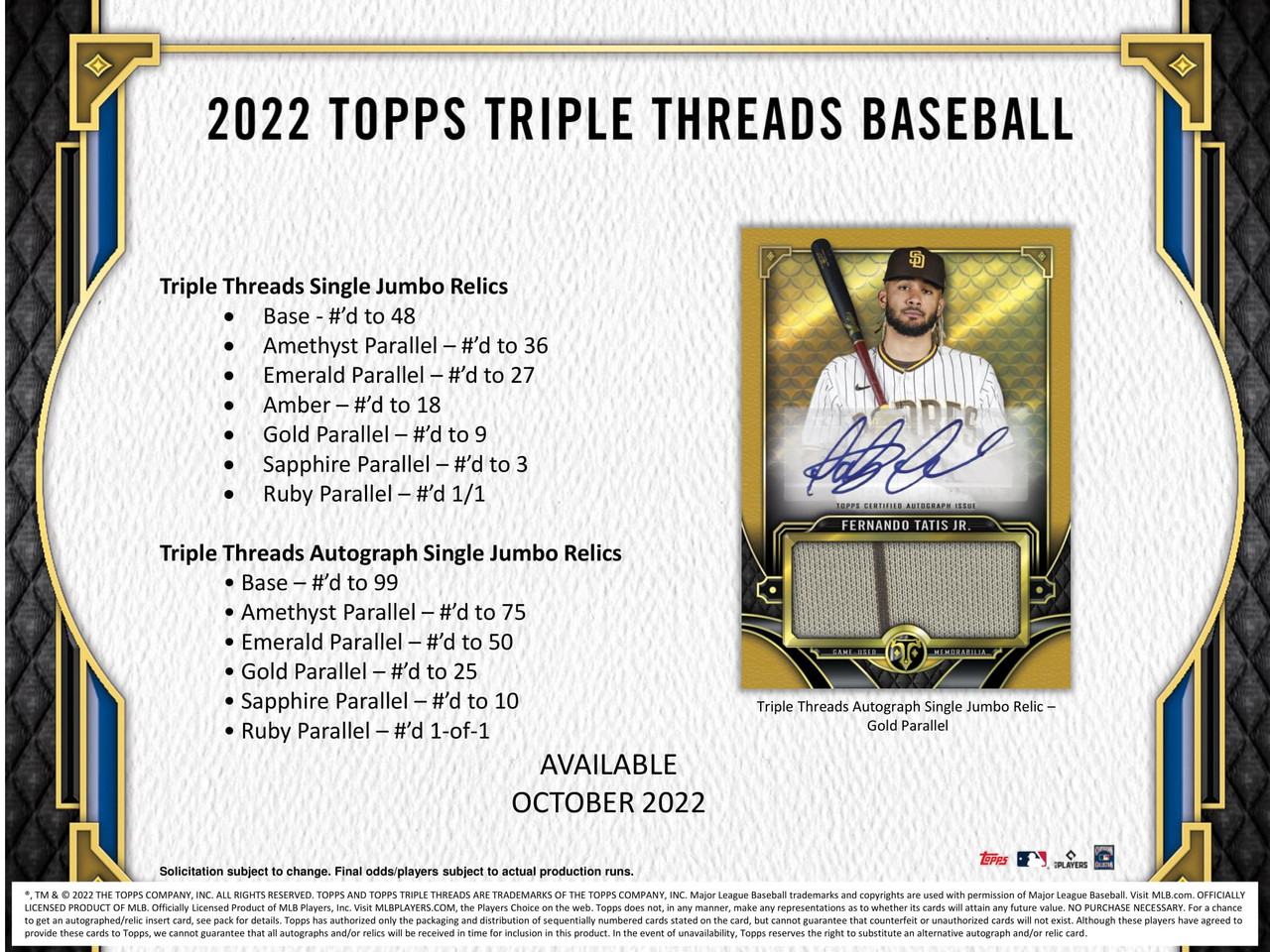 2022 Topps Triple Threads Baseball Hobby Box